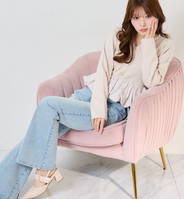  「【選べる4サイズ】サイドカットレース美脚ビジューデニム」|その他|