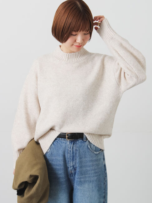 Lugnoncure「ウール混ふわふわハイネックニット」|ニット・セーター|ベージュ