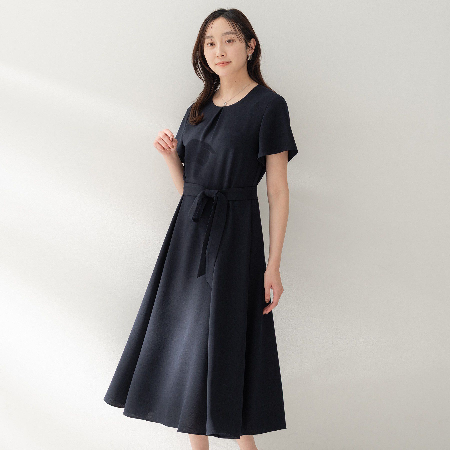 UNTITLED「ドレープツイルワンピース」|ワンピース|ネイビー(094)