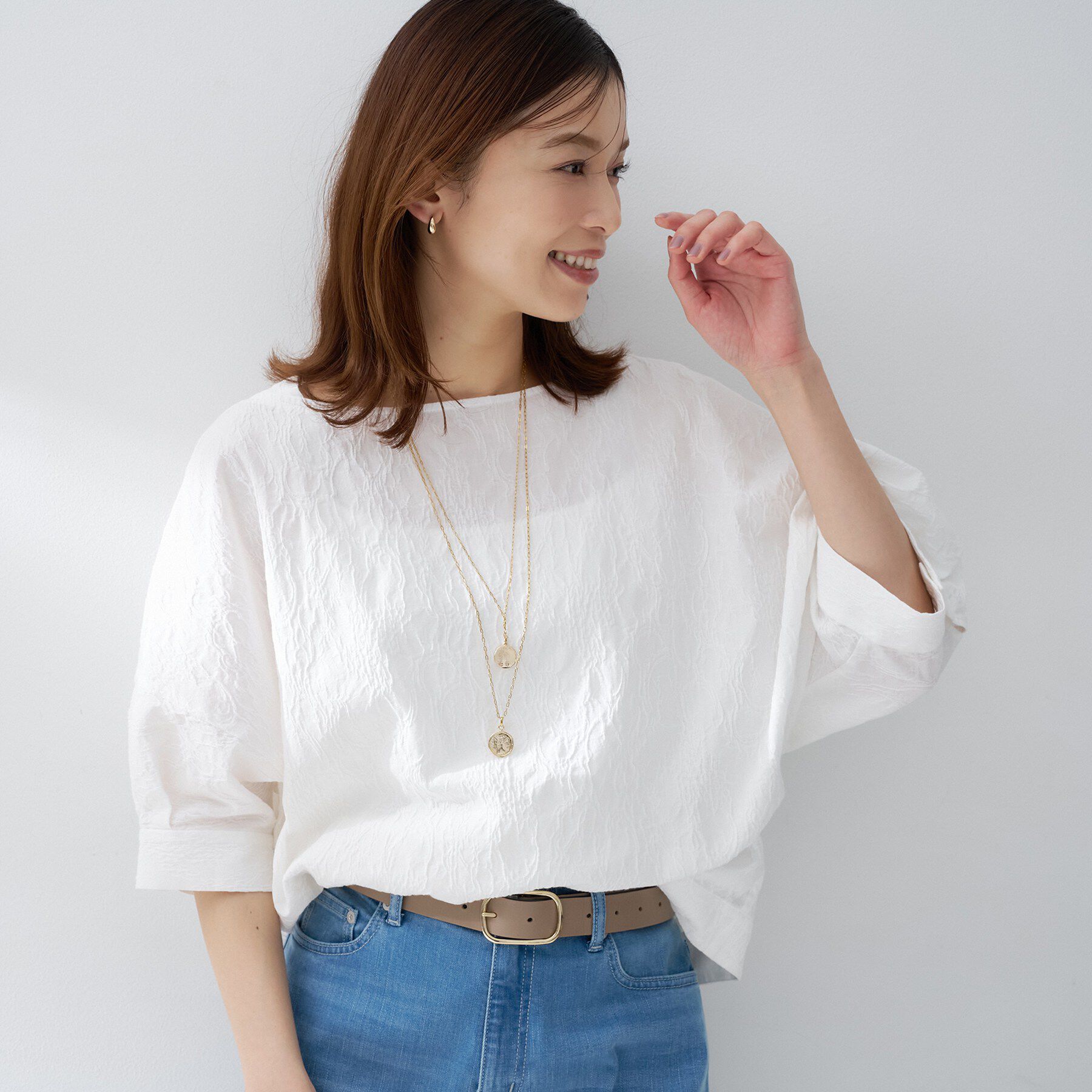 UNTITLED「ジャカードボートネックブラウス」|シャツ・ブラウス|