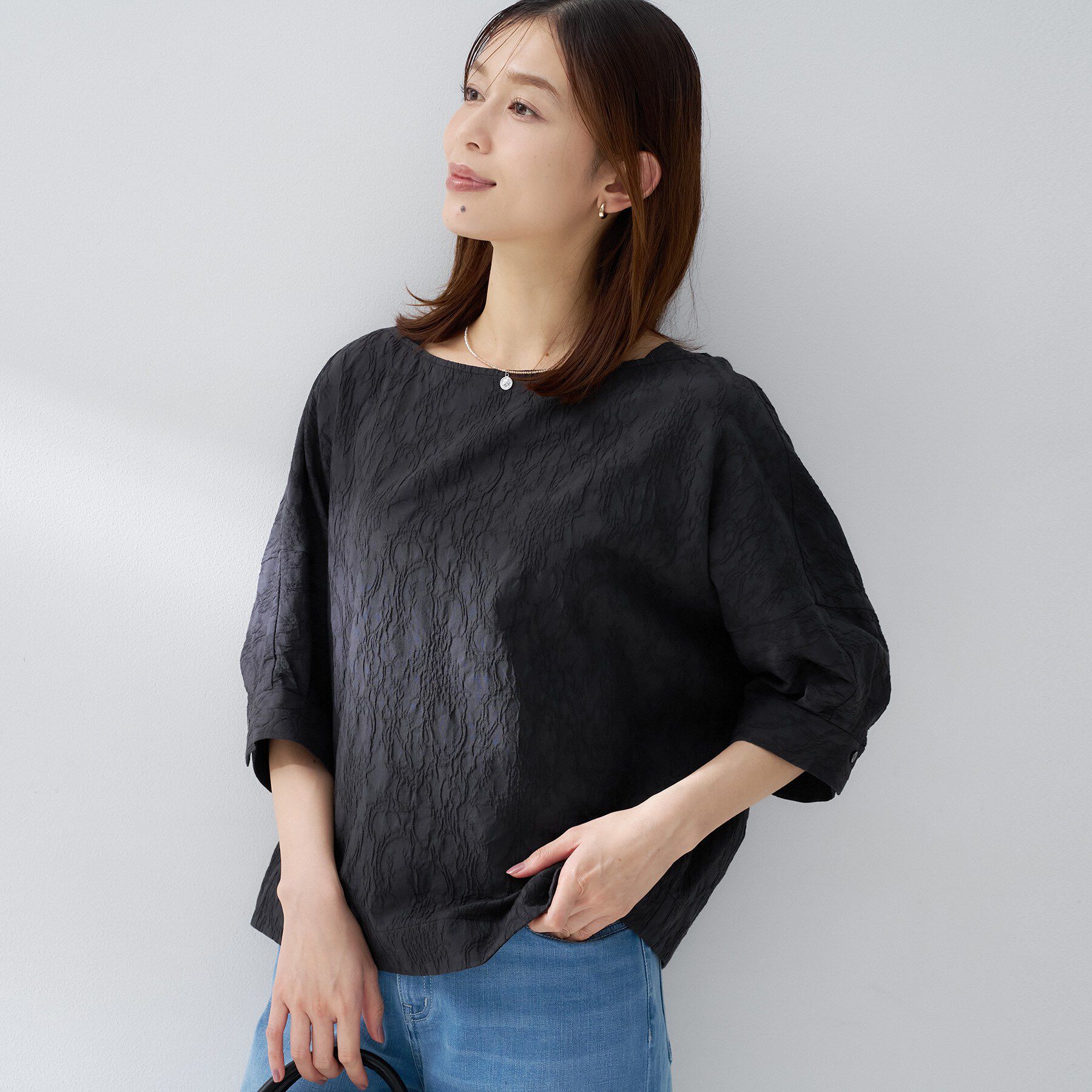 UNTITLED「ジャカードボートネックブラウス」|シャツ・ブラウス|