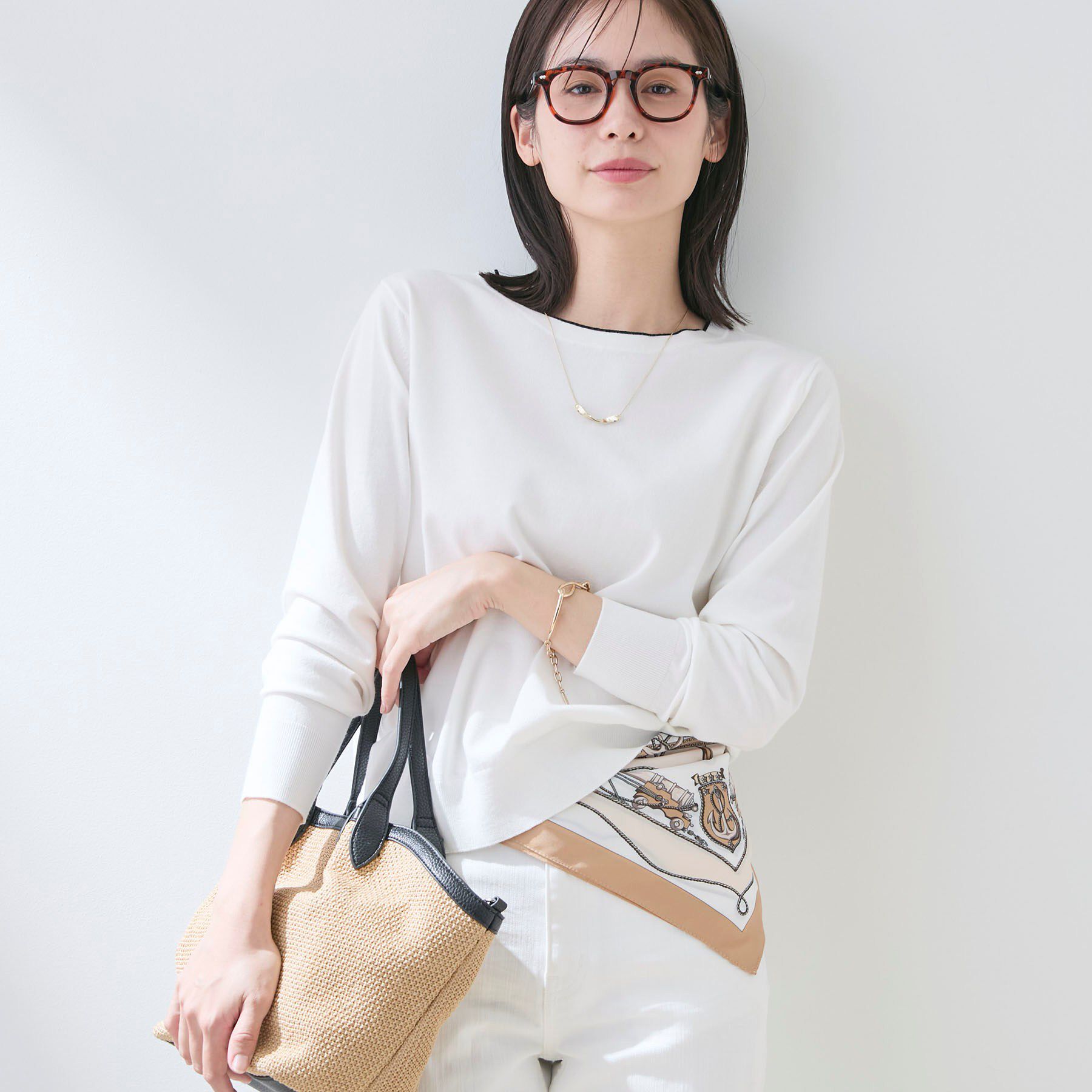 INDIVI「【洗える／アンサンブル可能】ドルマンスリーブニット」|ニット・セーター|オフホワイト(503