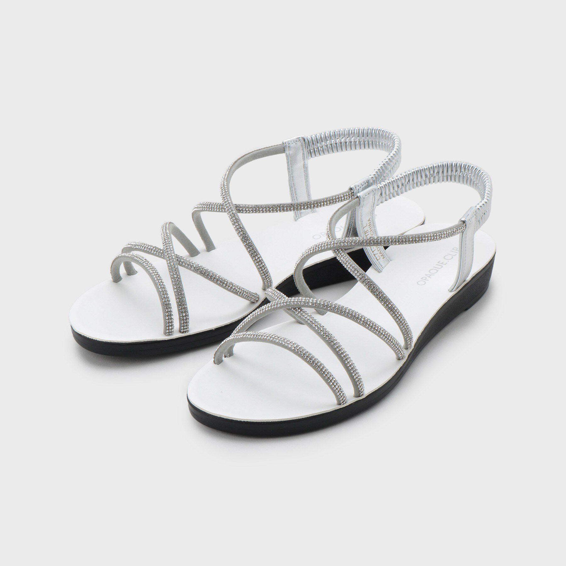 OPAQUE.CLIP「ラインストーンストラップサンダル」|サンダル|シルバー(006)