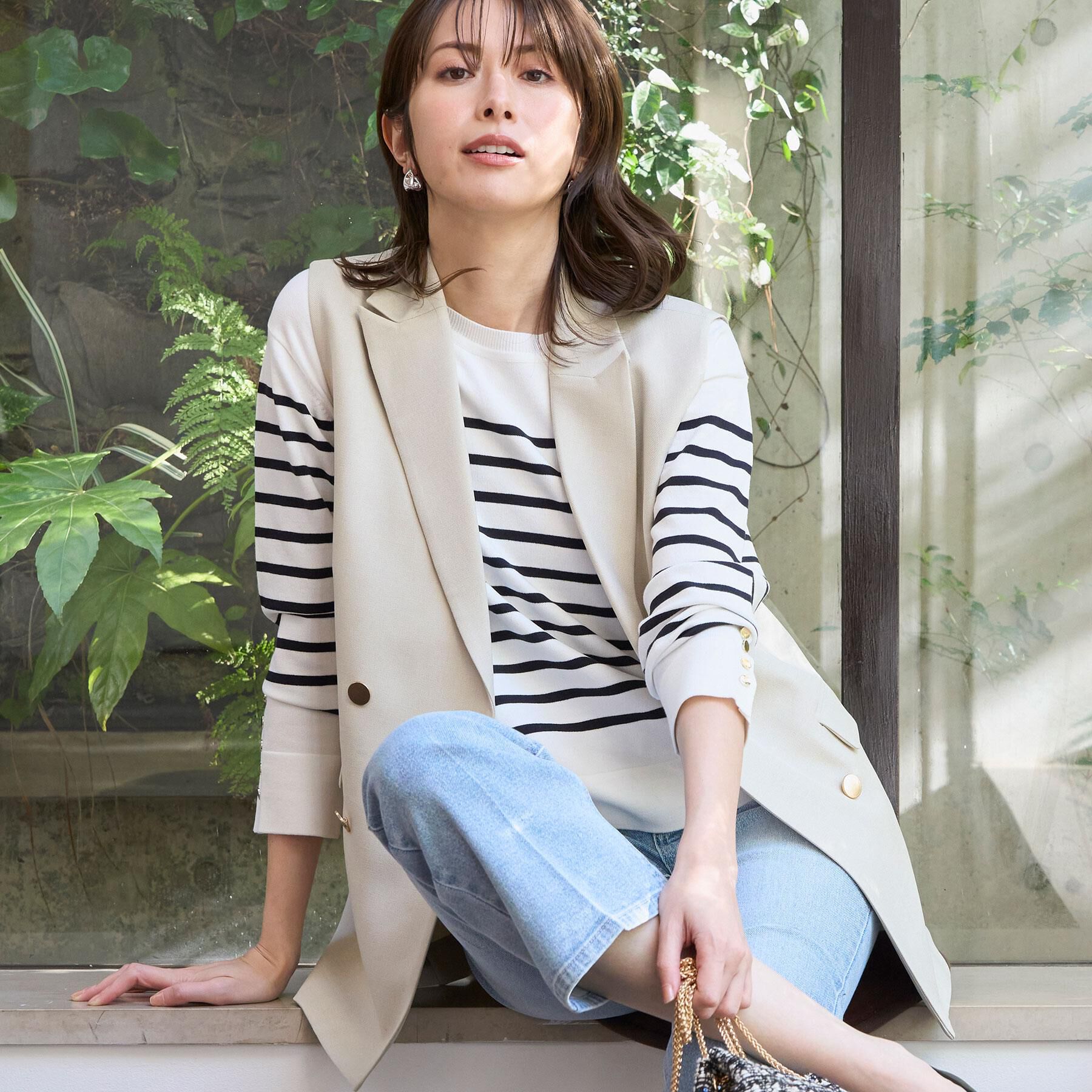 OPAQUE.CLIP「金ボタンダブルブレストテーラードジレ/セットアップ対応【洗える】《S～LL》」|ベスト・ジレ|