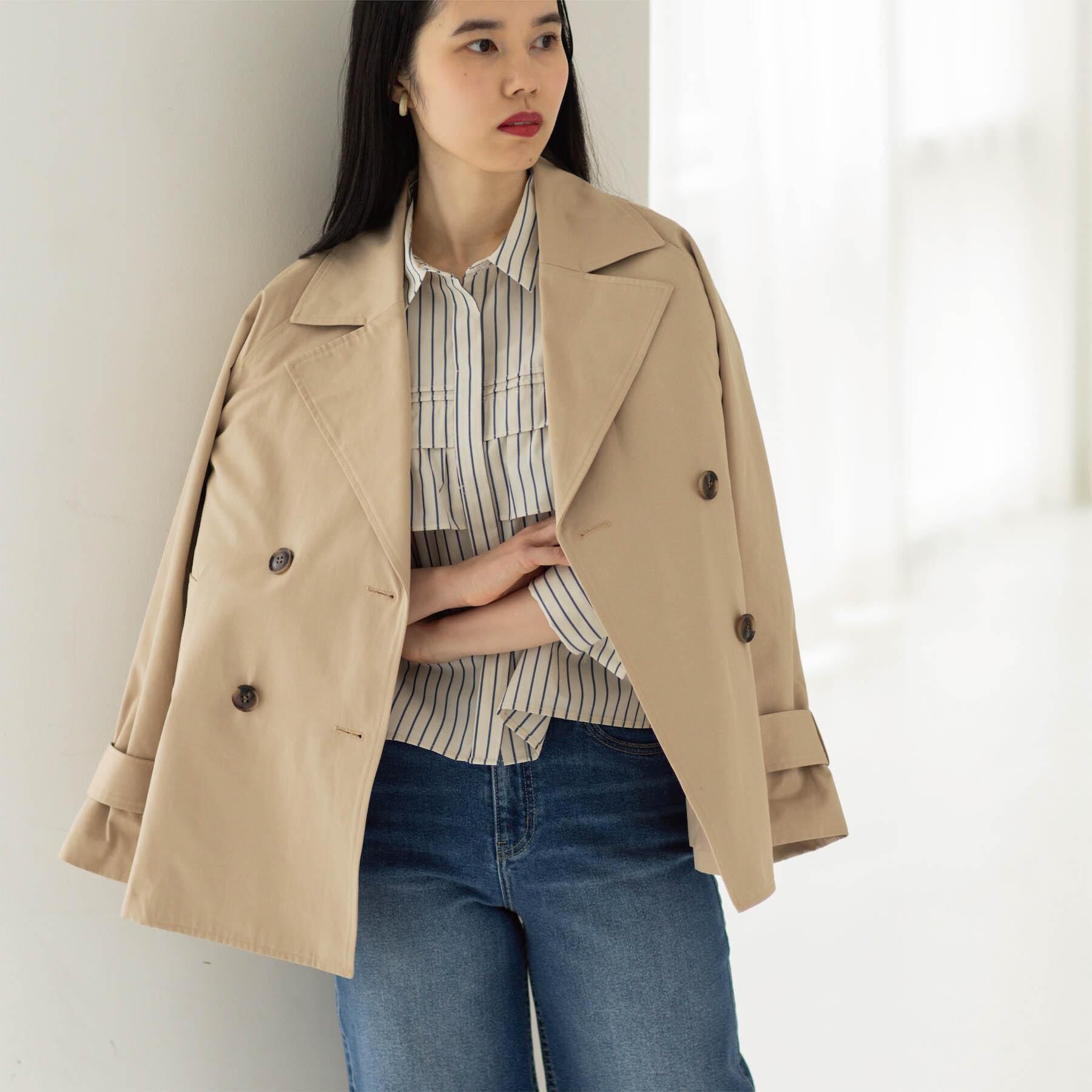 OPAQUE.CLIP「ミドルトレンチコート【洗濯機OK】」|トレンチコート|ベージュ(052)