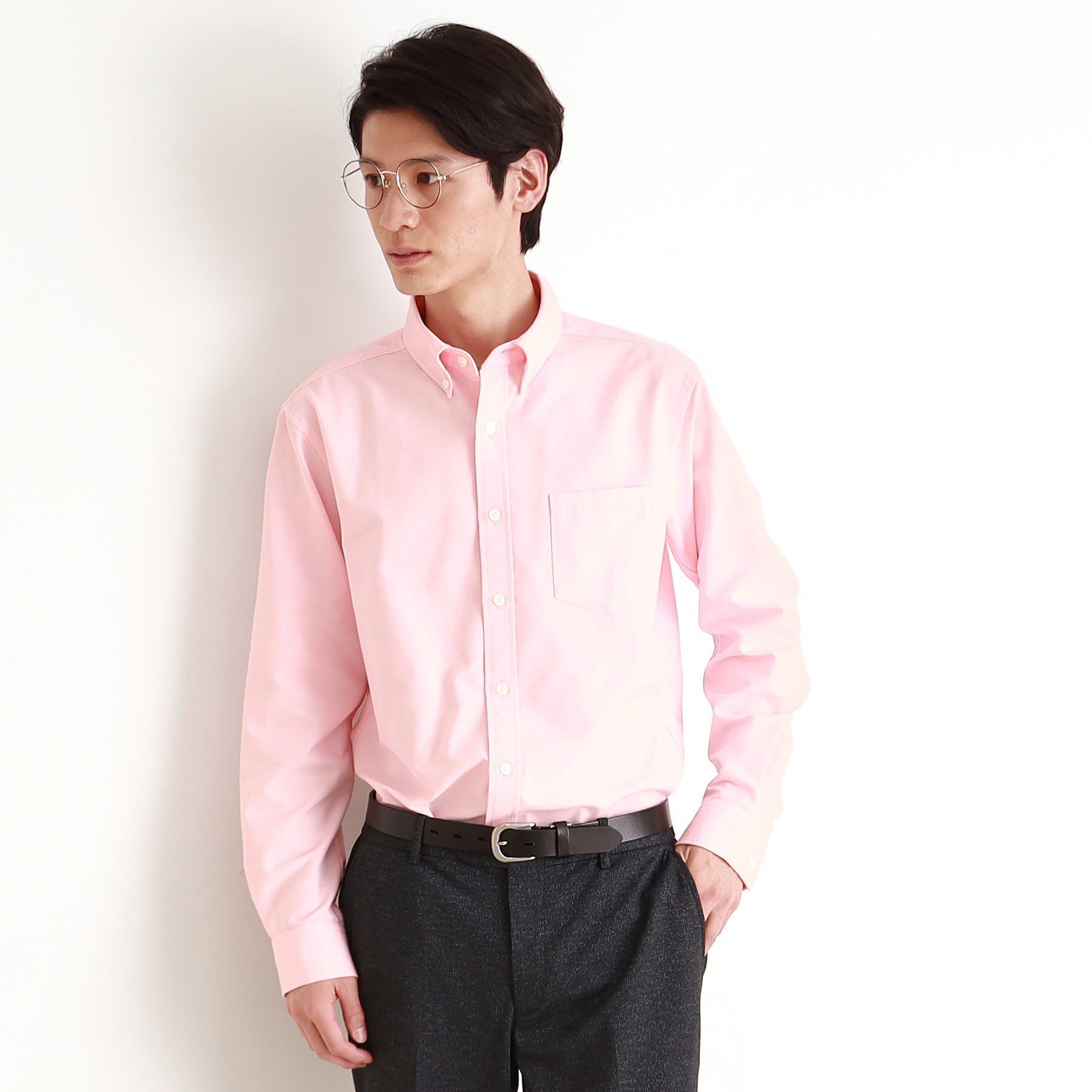 THE SHOP TK「瞬乾オックスシャツ 速乾素材／ON・OFF対応」|シャツ・ブラウス|ライトピンク(070