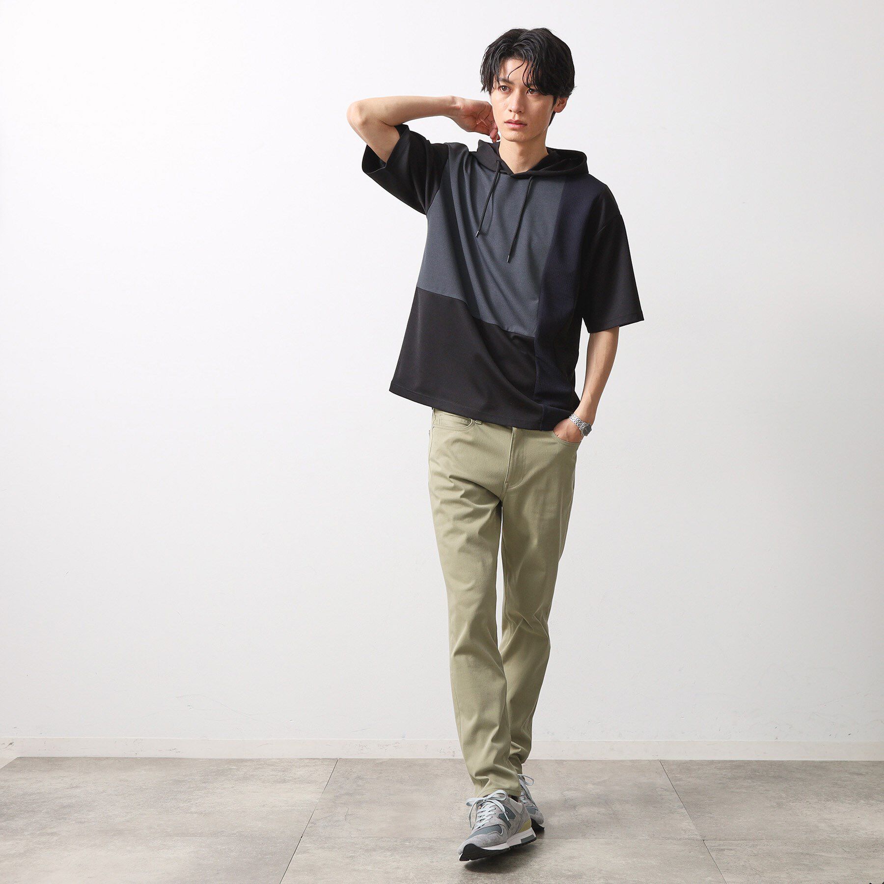 THE SHOP TK「ブロッキング半袖パーカ　洗濯機OK」|パーカー|