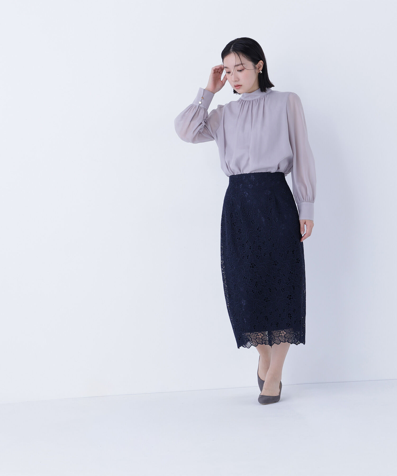  「フラワーレースタイトスカート」|スカート|