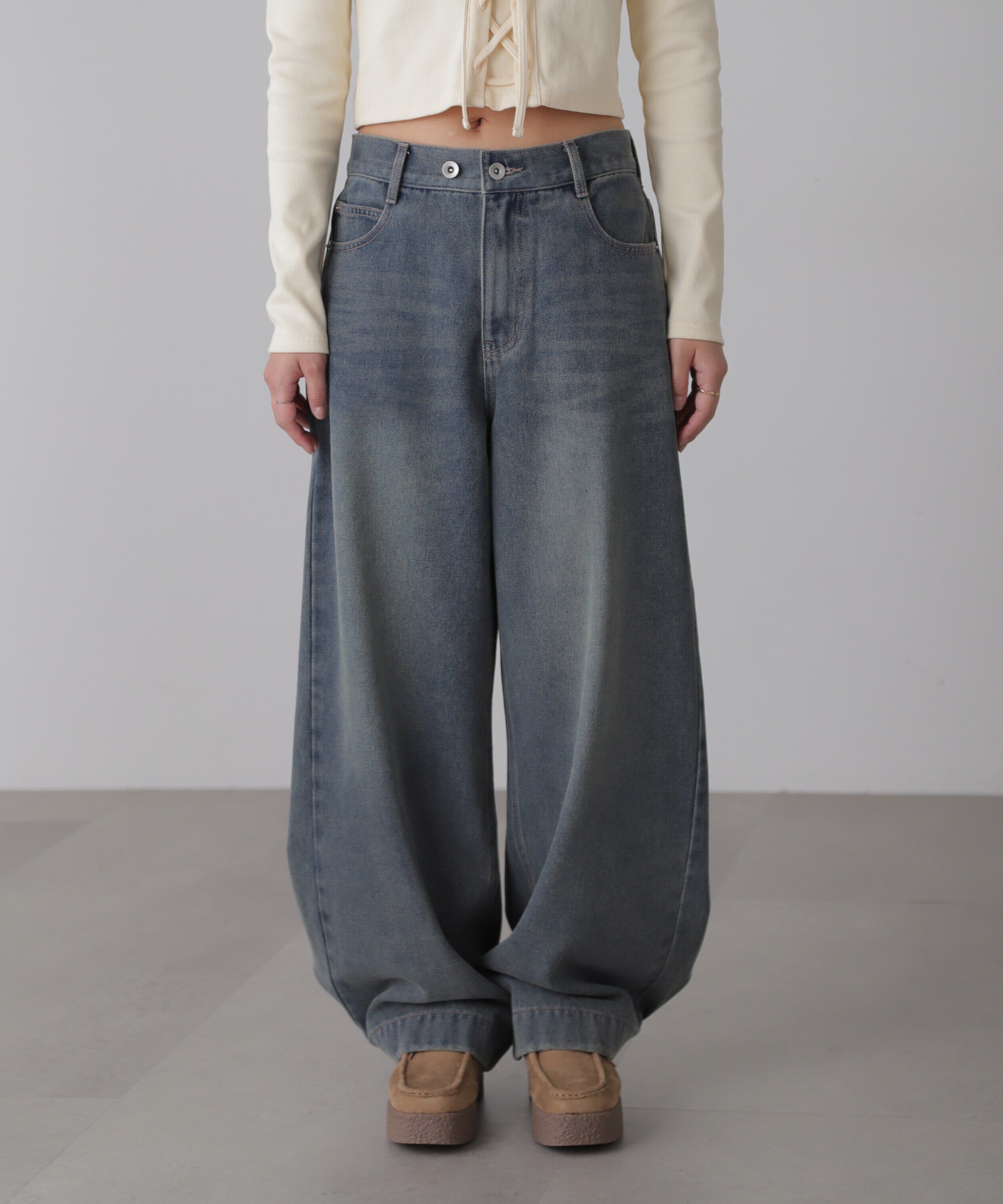  「裾ボタン2wayバギーデニムパンツ」|その他|