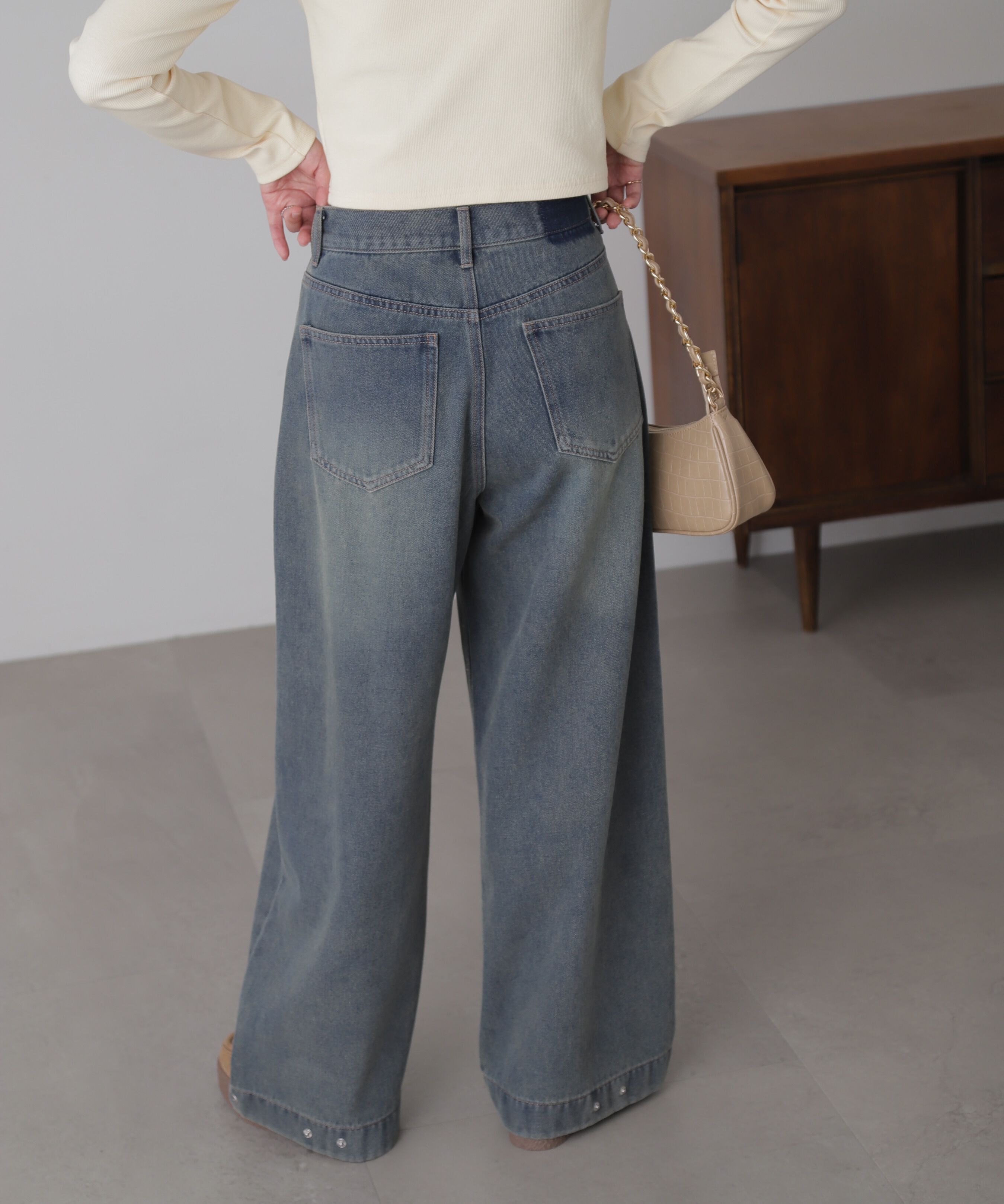  「裾ボタン2wayバギーデニムパンツ」|その他|