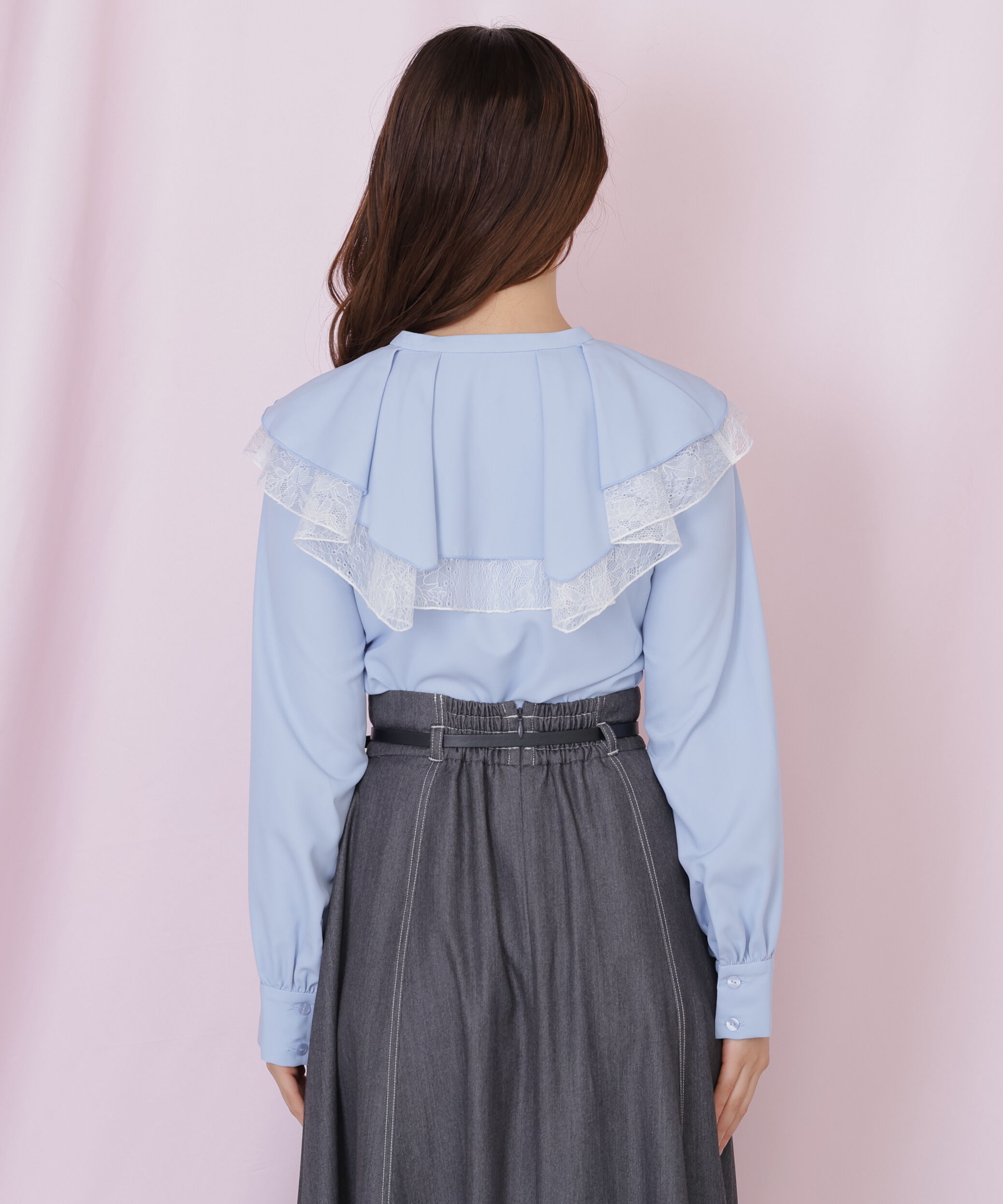  「ビッグカラーレースレイヤードブラウス」|シャツ・ブラウス|