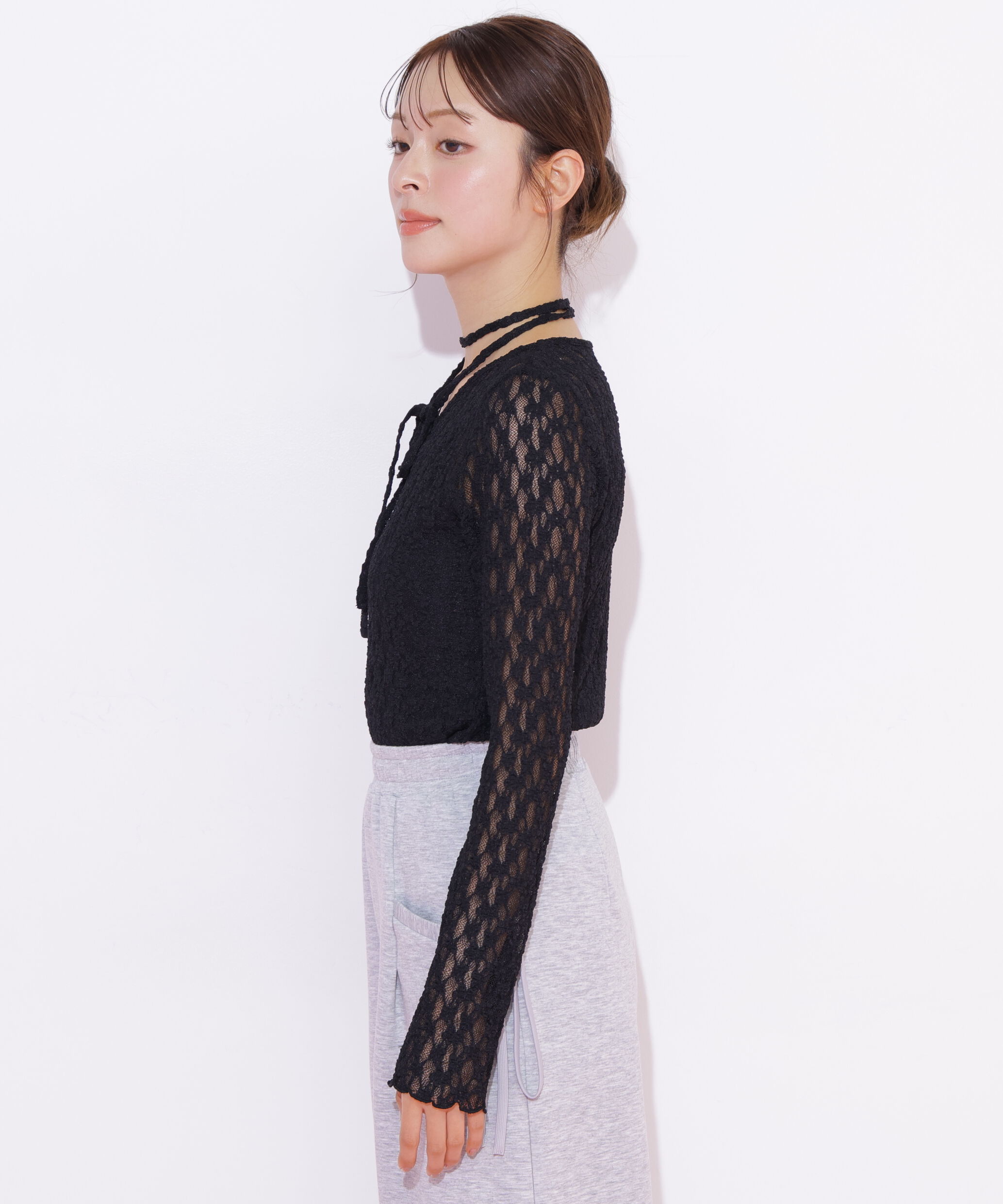  「チョーカー付きレースカットソー」|Tシャツ・カットソー|