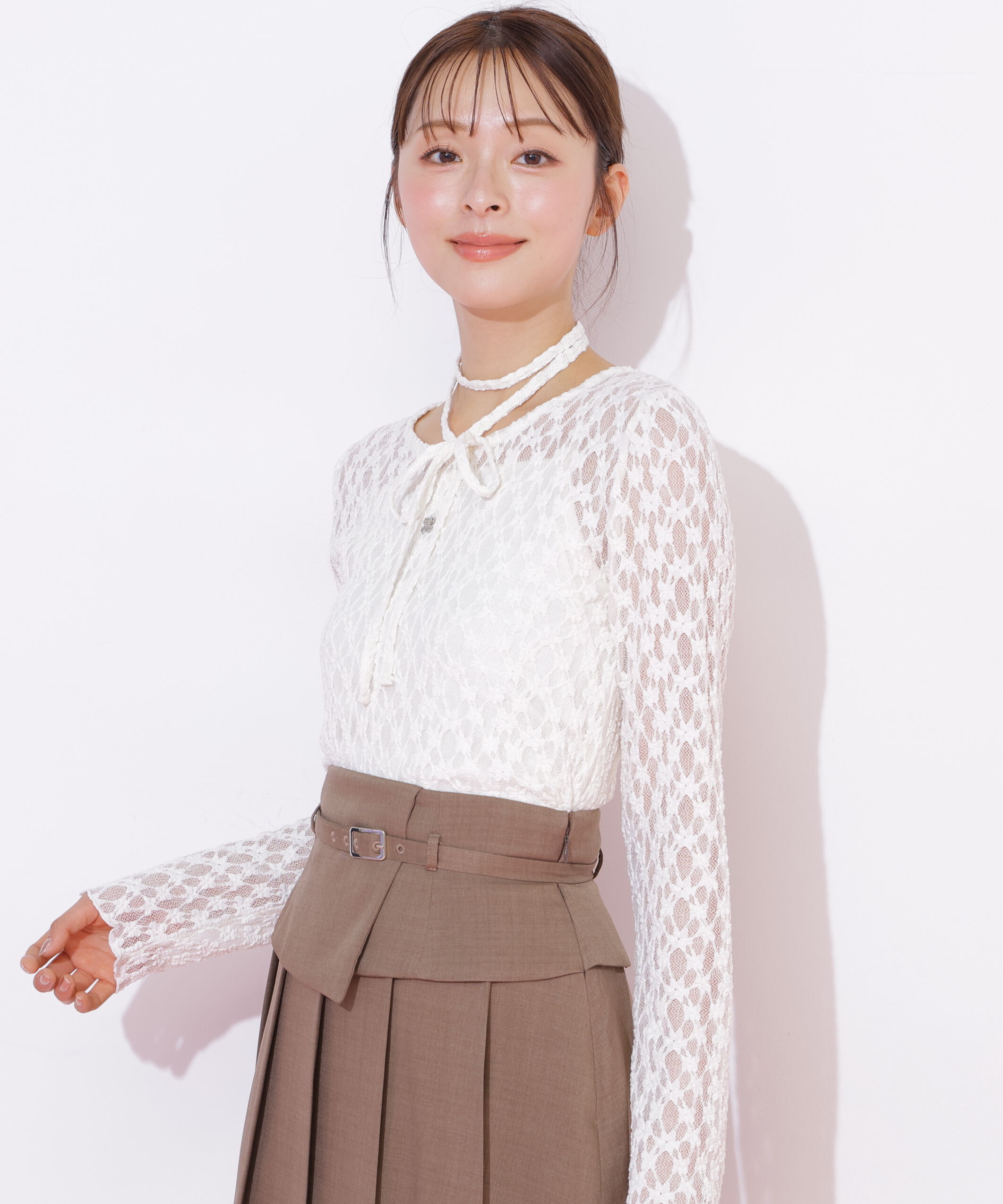  「チョーカー付きレースカットソー」|Tシャツ・カットソー|