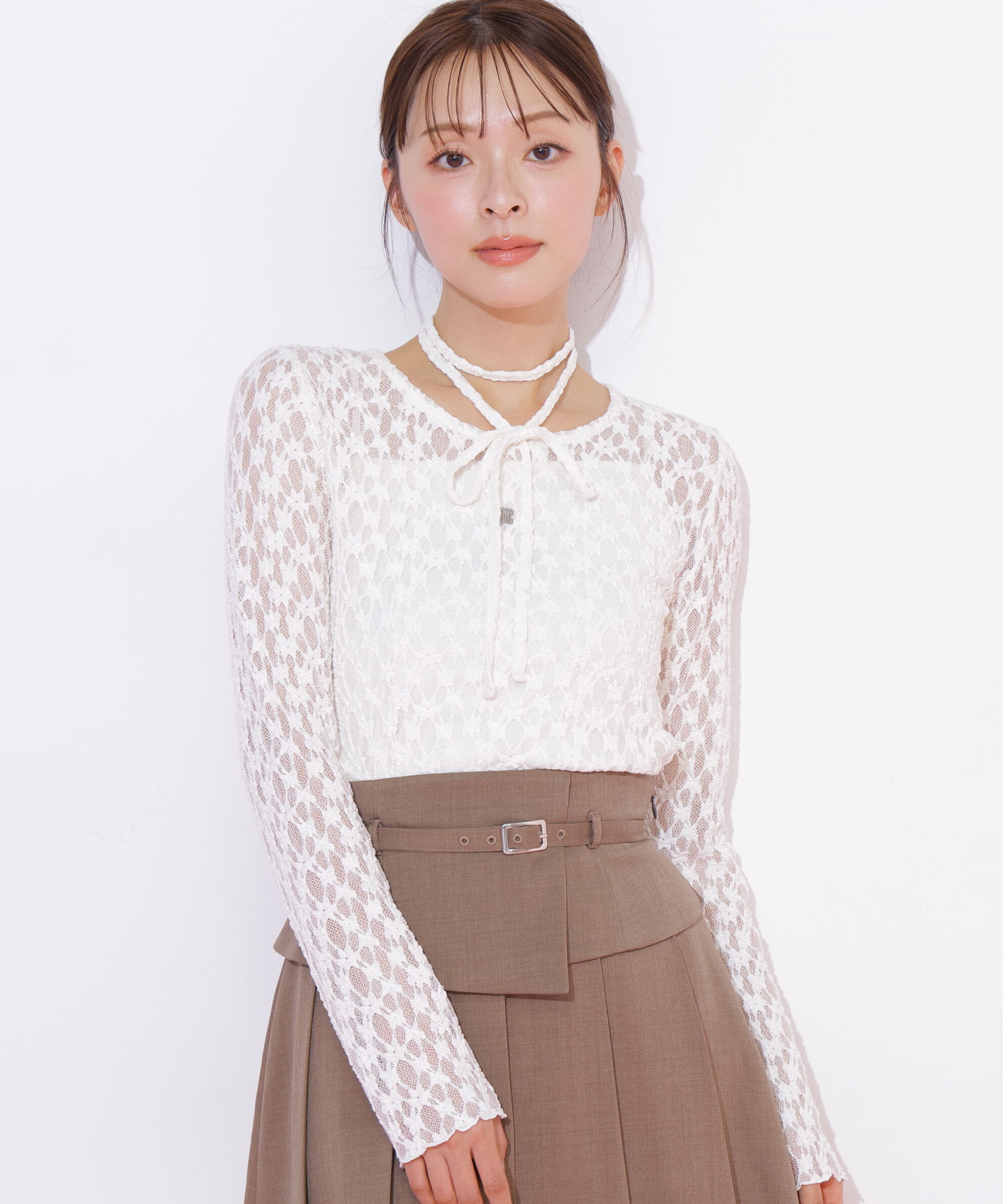  「チョーカー付きレースカットソー」|Tシャツ・カットソー|