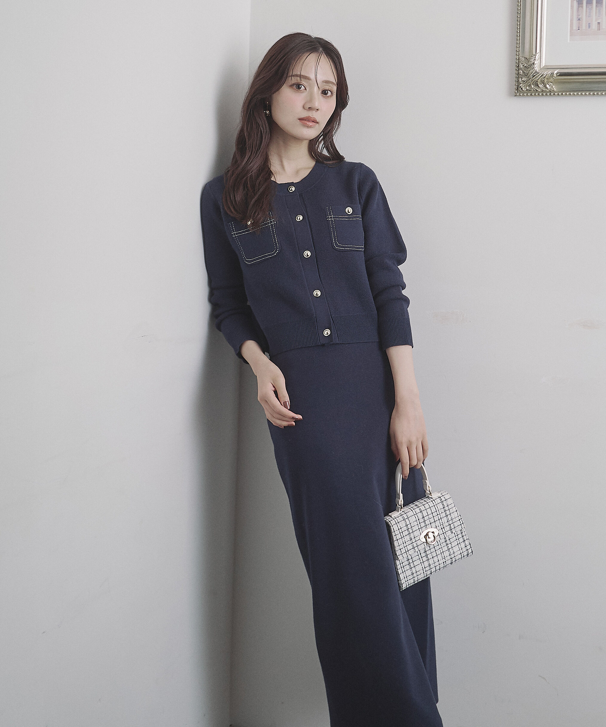 PROPORTION BODY DRESSING「ステッチニットSETUP 25AW」|ワンピース|ネイビー