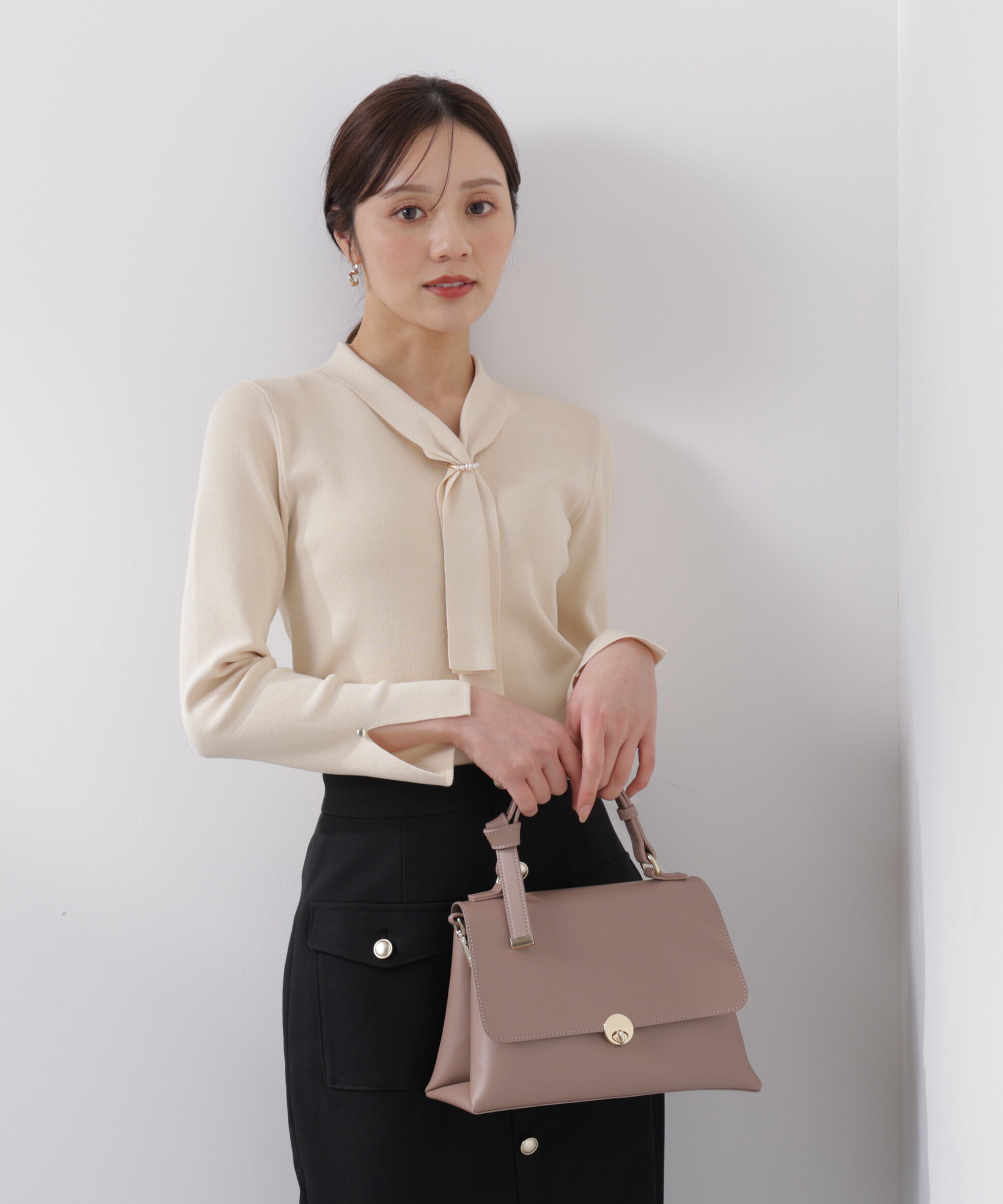 PROPORTION BODY DRESSING「パールリングボウタイニット　　26SS」|ニット・セーター|