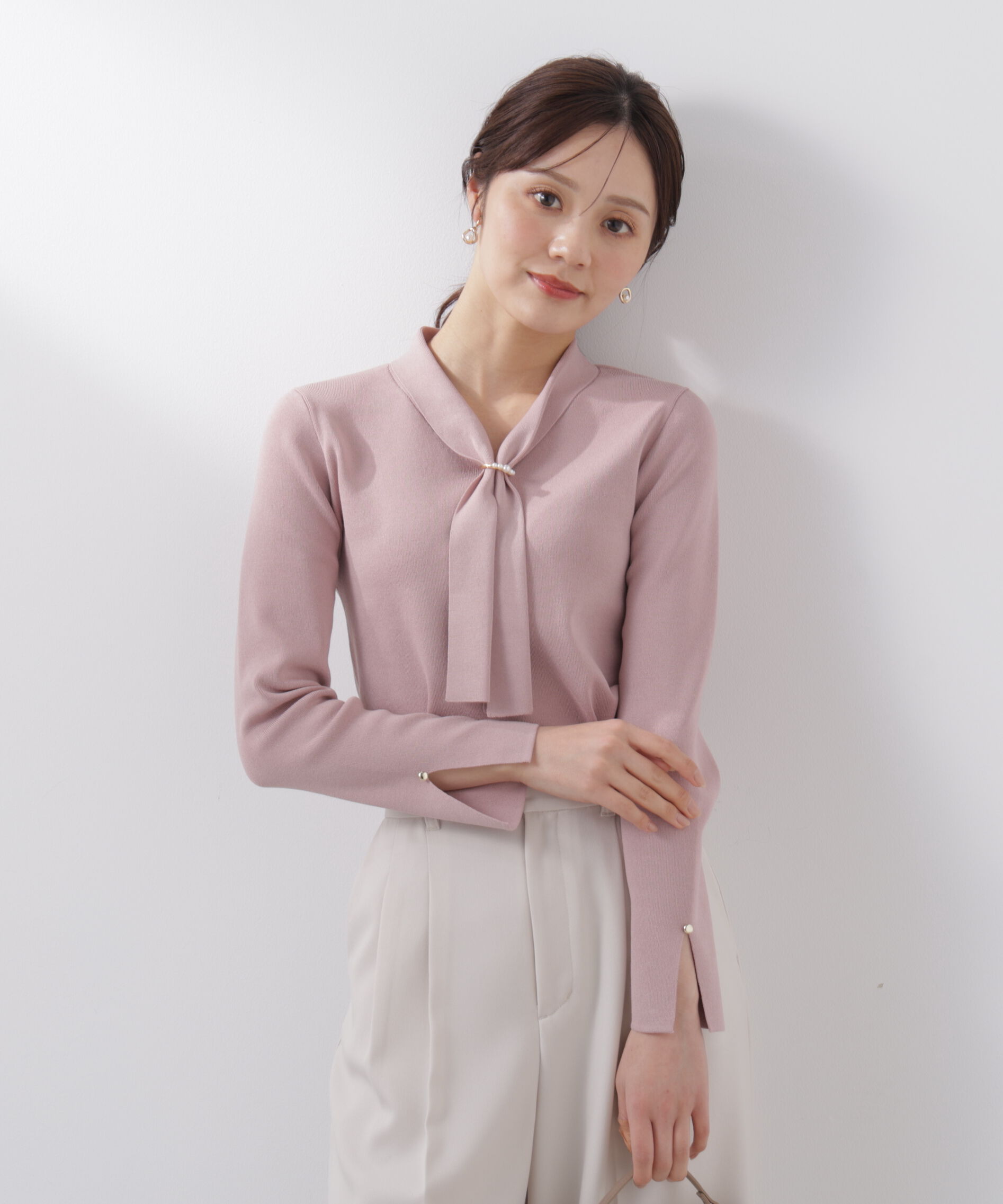 PROPORTION BODY DRESSING「パールリングボウタイニット　　26SS」|ニット・セーター|