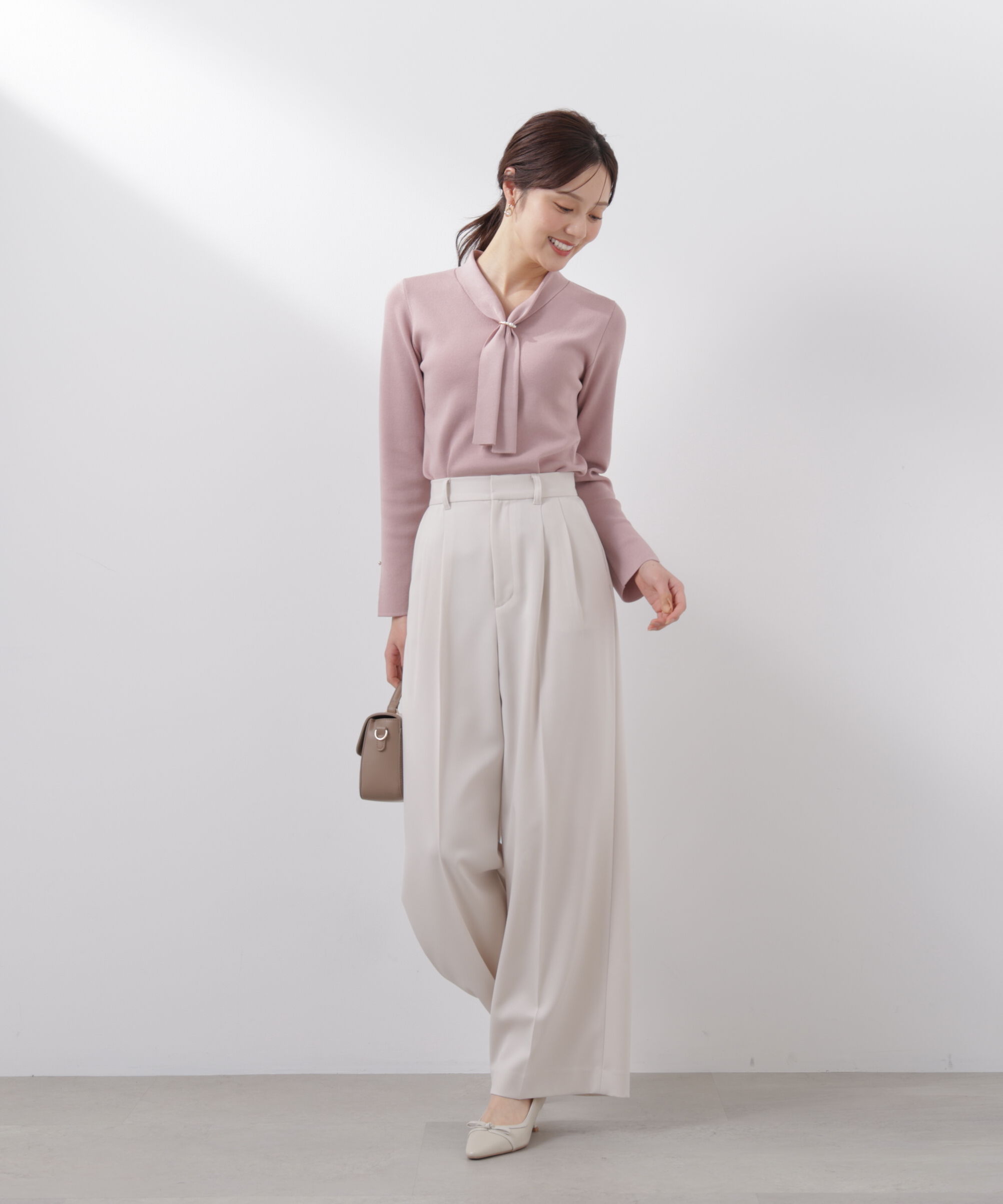 PROPORTION BODY DRESSING「パールリングボウタイニット　　26SS」|ニット・セーター|