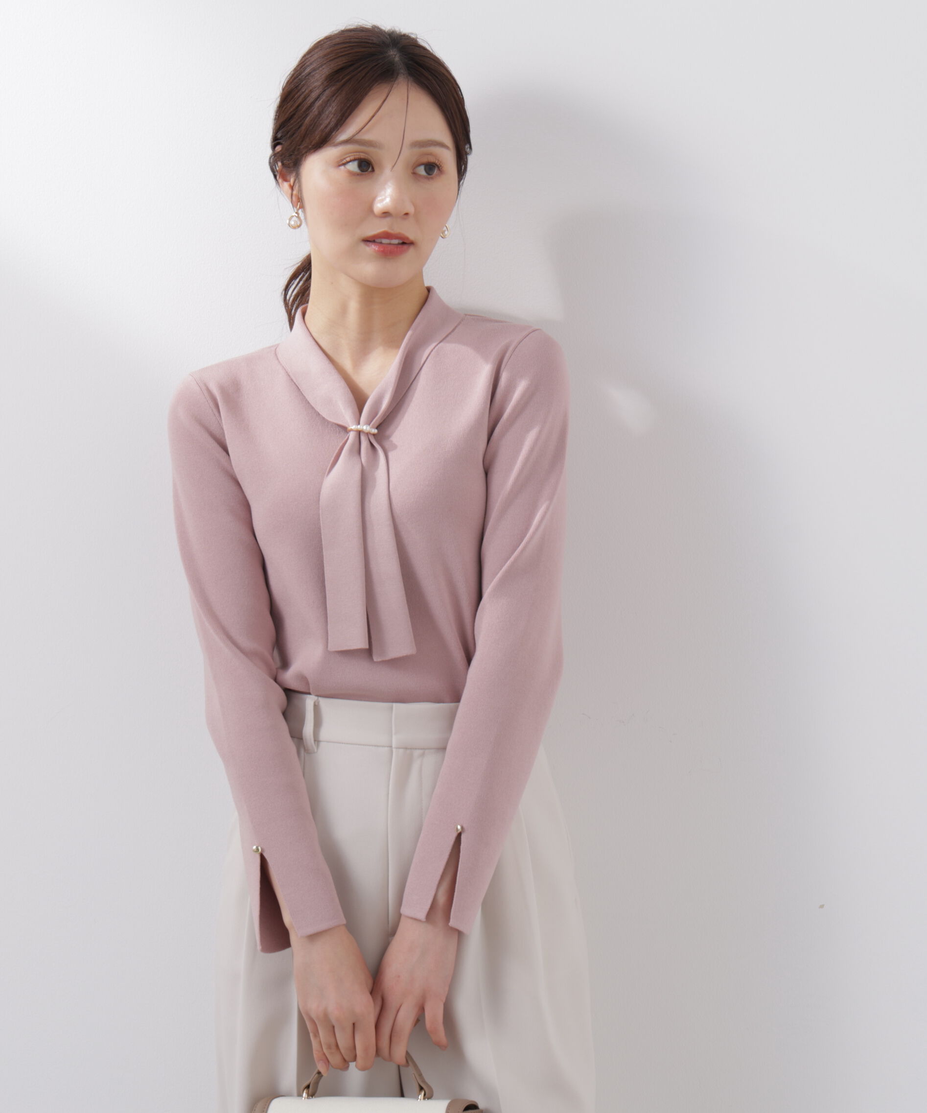 PROPORTION BODY DRESSING「パールリングボウタイニット　　26SS」|ニット・セーター|