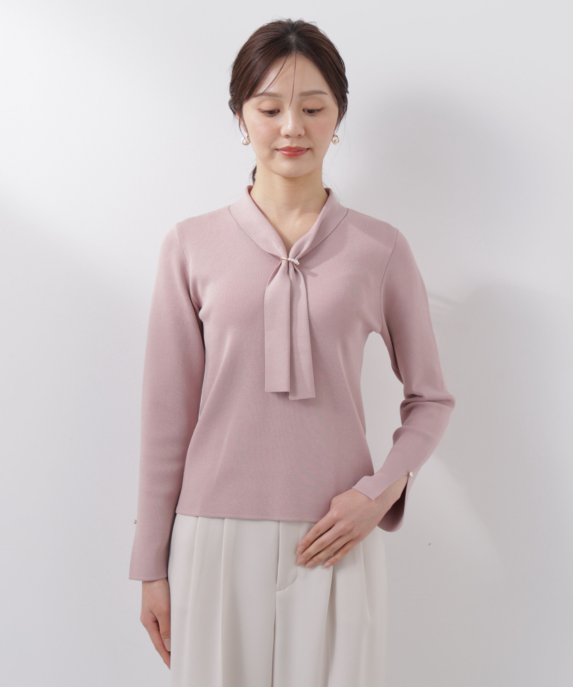 PROPORTION BODY DRESSING「パールリングボウタイニット　　26SS」|ニット・セーター|