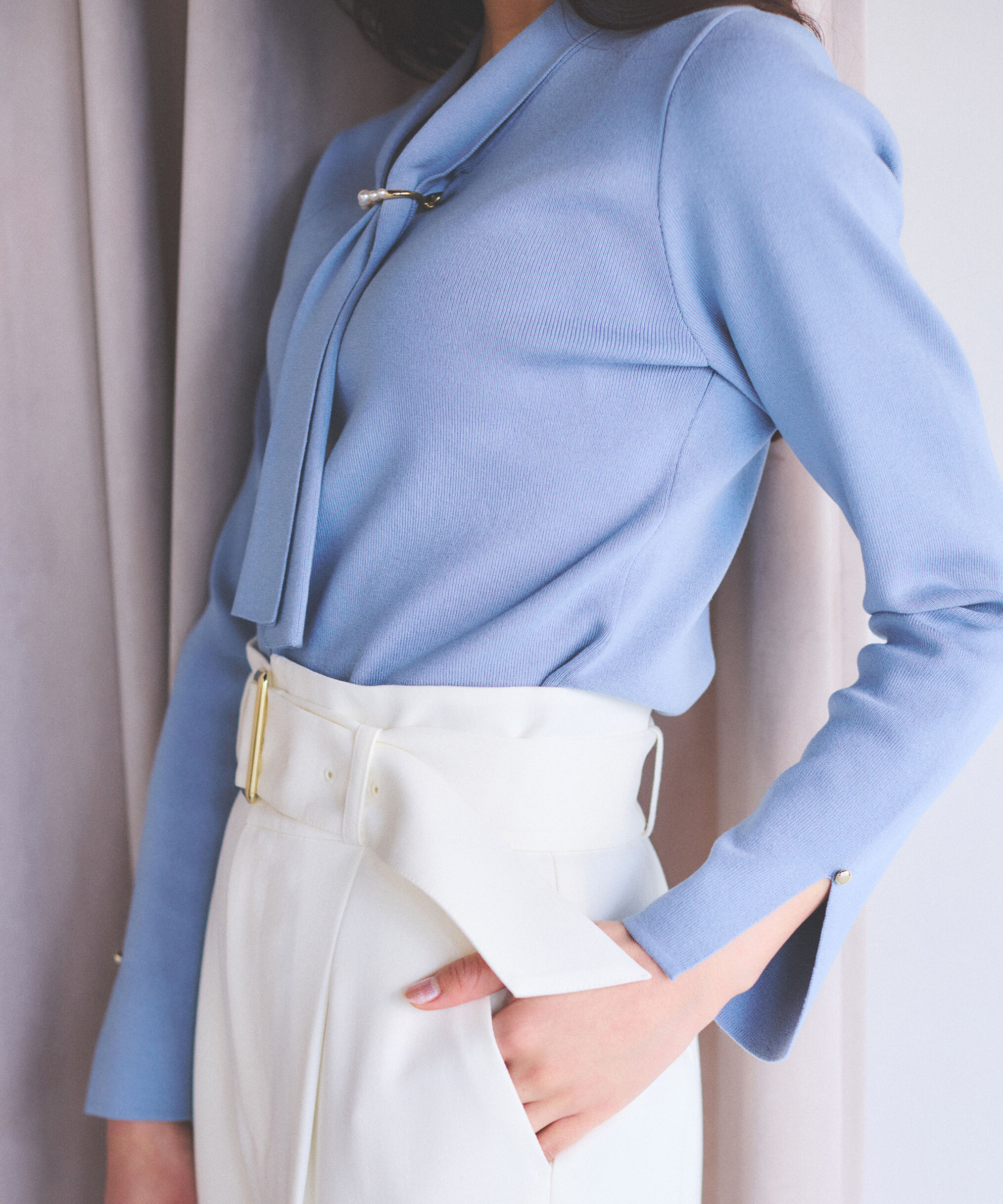 PROPORTION BODY DRESSING「パールリングボウタイニット　　26SS」|ニット・セーター|