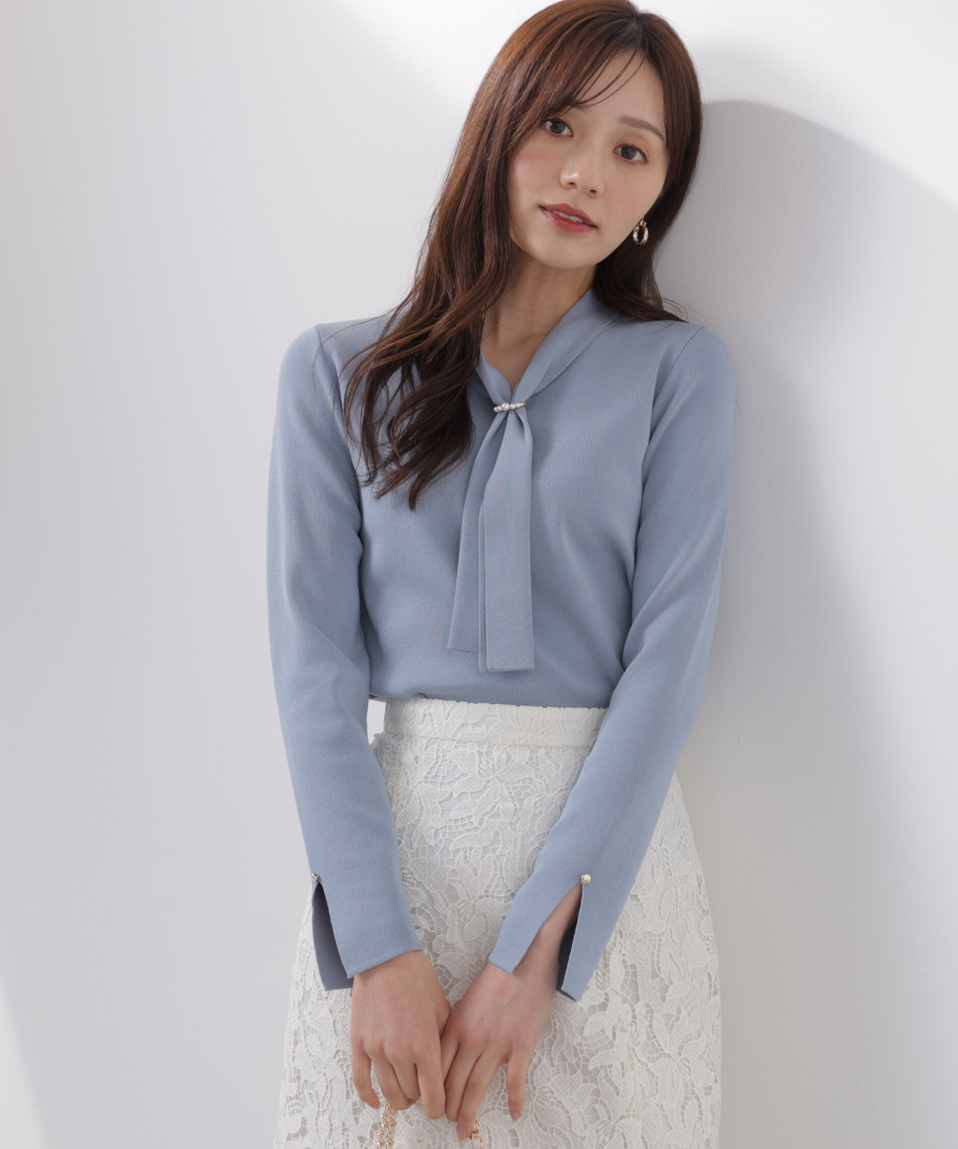 PROPORTION BODY DRESSING「パールリングボウタイニット　　26SS」|ニット・セーター|