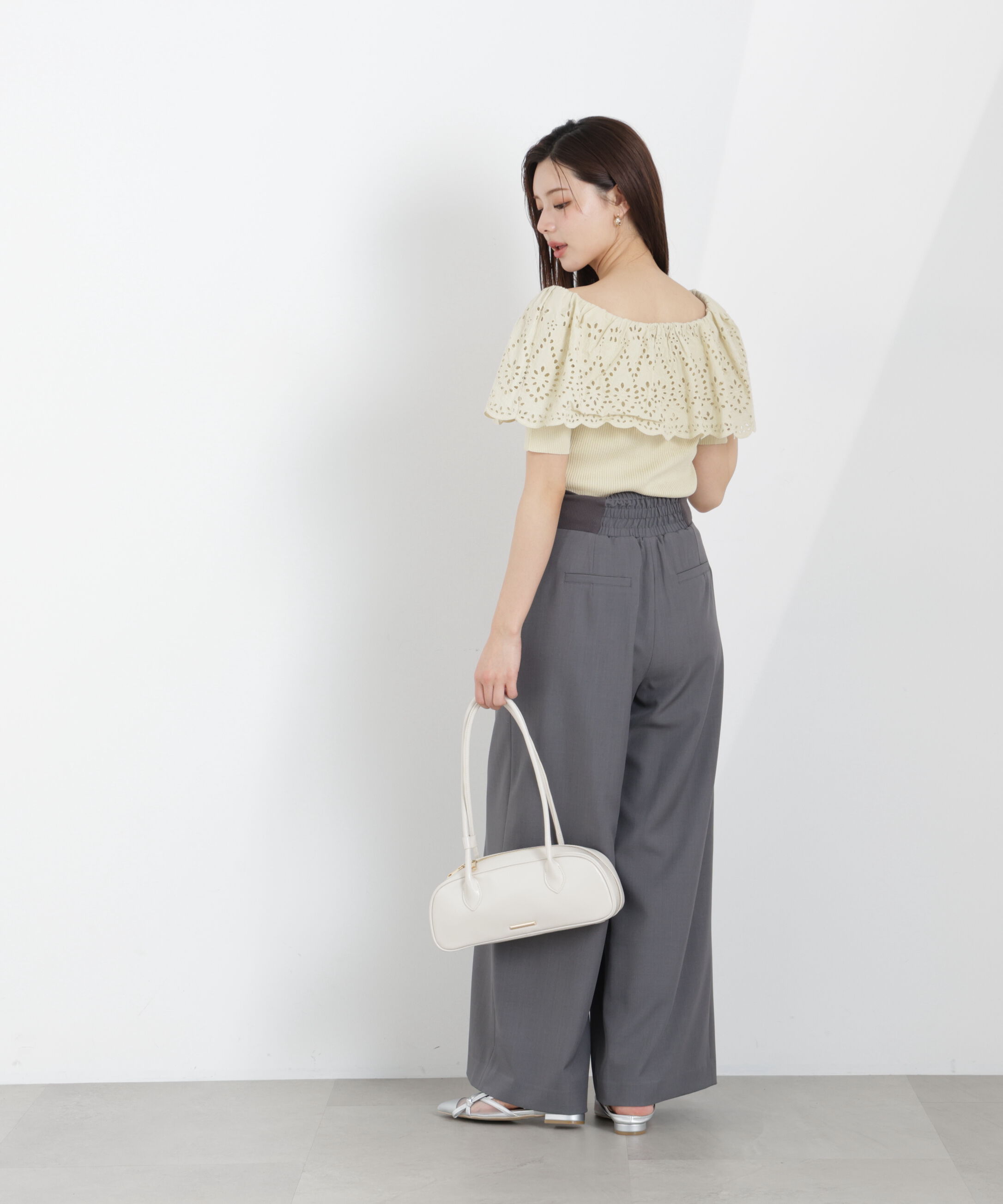 PROPORTION BODY DRESSING「スカラップレースオフショルニット　26SS」|ニット・セーター|