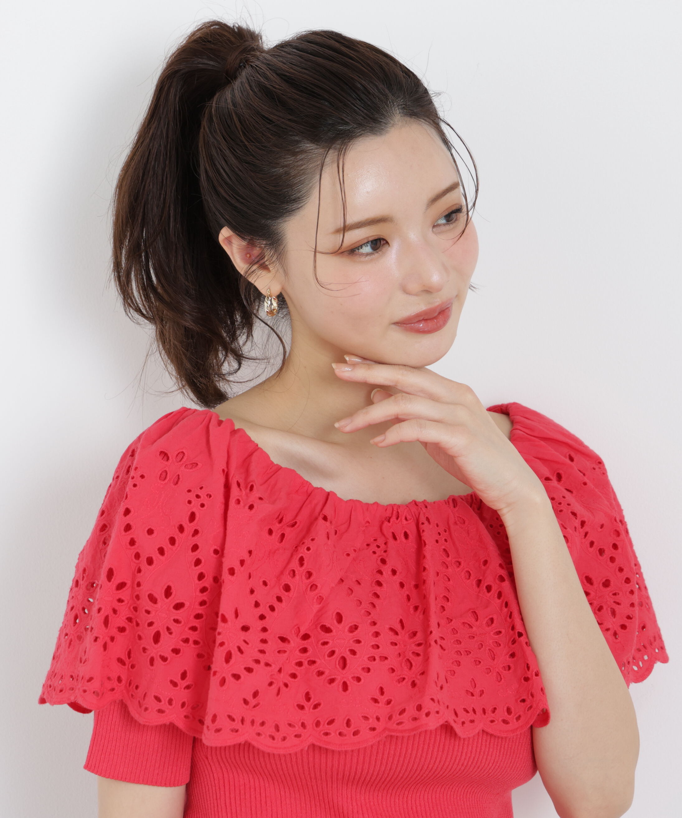 PROPORTION BODY DRESSING「スカラップレースオフショルニット　26SS」|ニット・セーター|