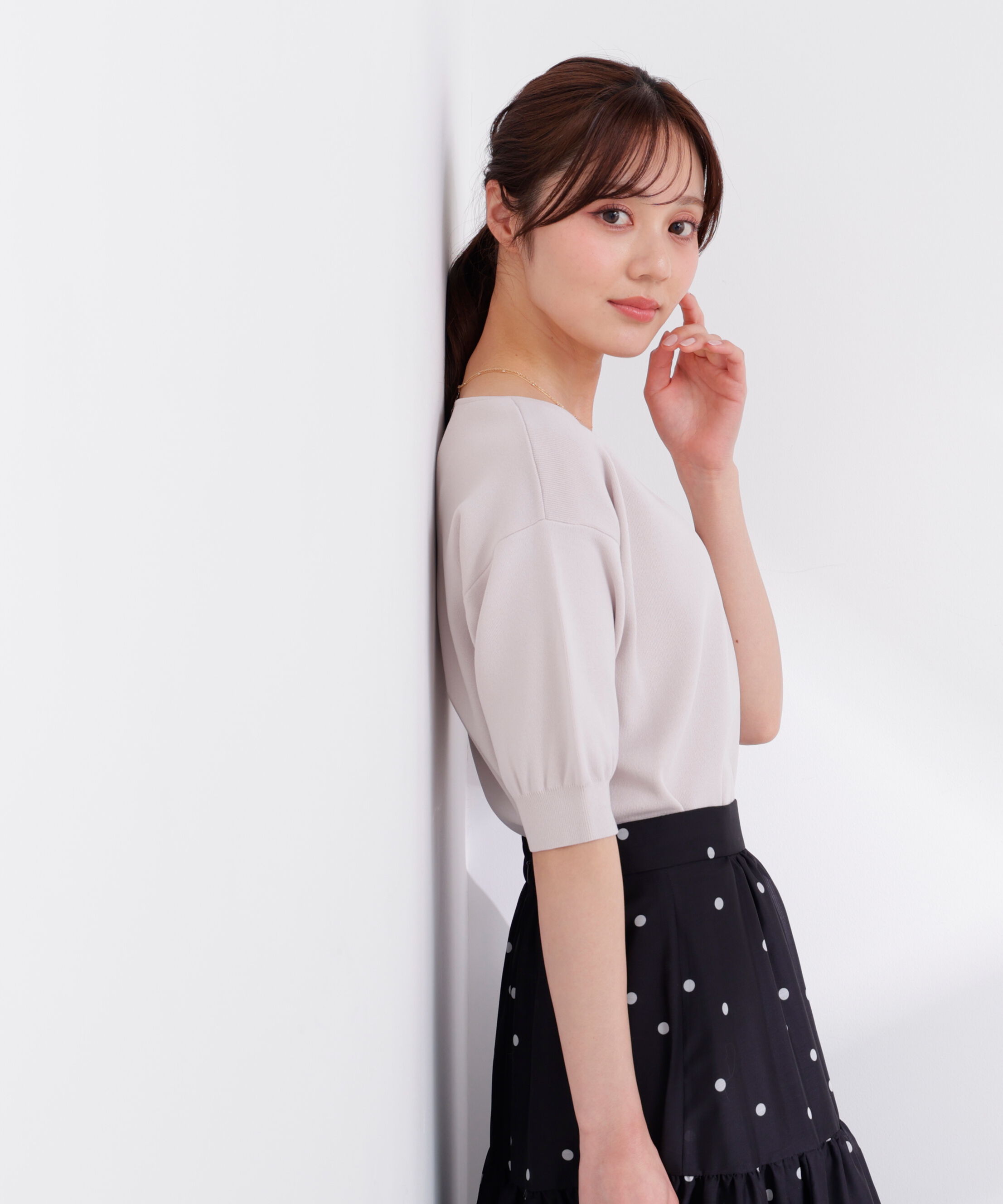 PROPORTION BODY DRESSING「5分袖ハートカットドルマンニット 26SS」|ニット・セーター|