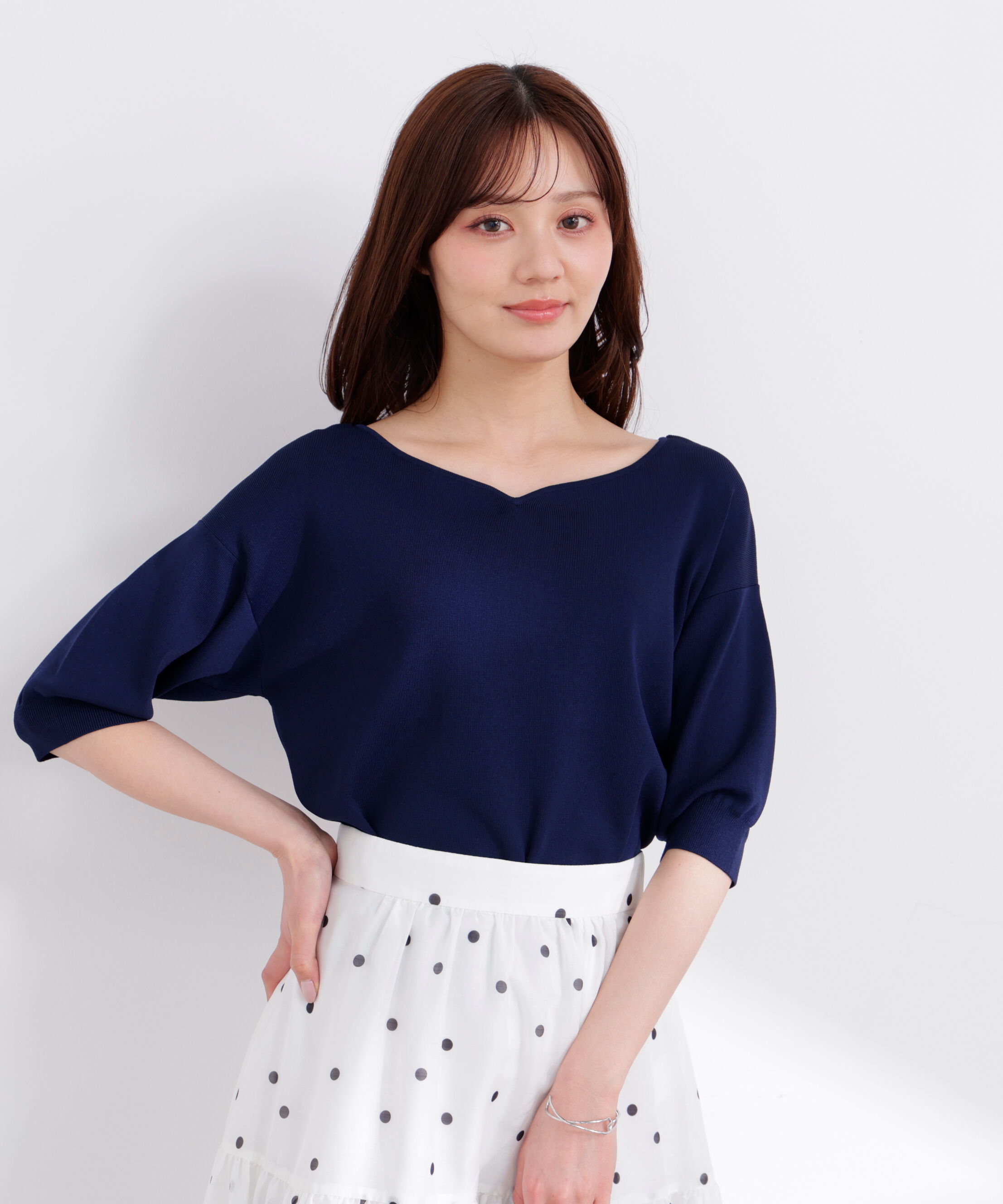 PROPORTION BODY DRESSING「5分袖ハートカットドルマンニット 26SS」|ニット・セーター|