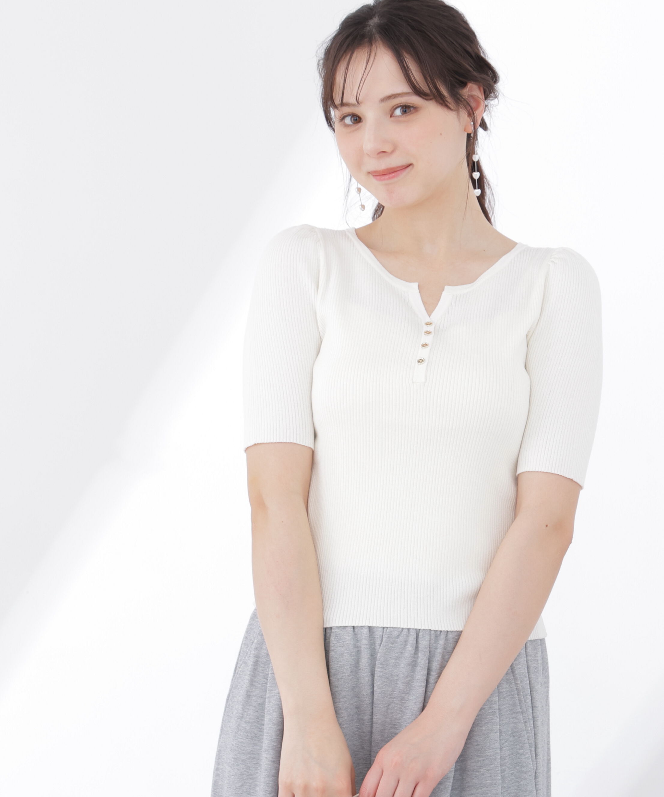 PROPORTION BODY DRESSING「ヘンリーネックニット 26SS」|ニット・セーター|エクリュ1