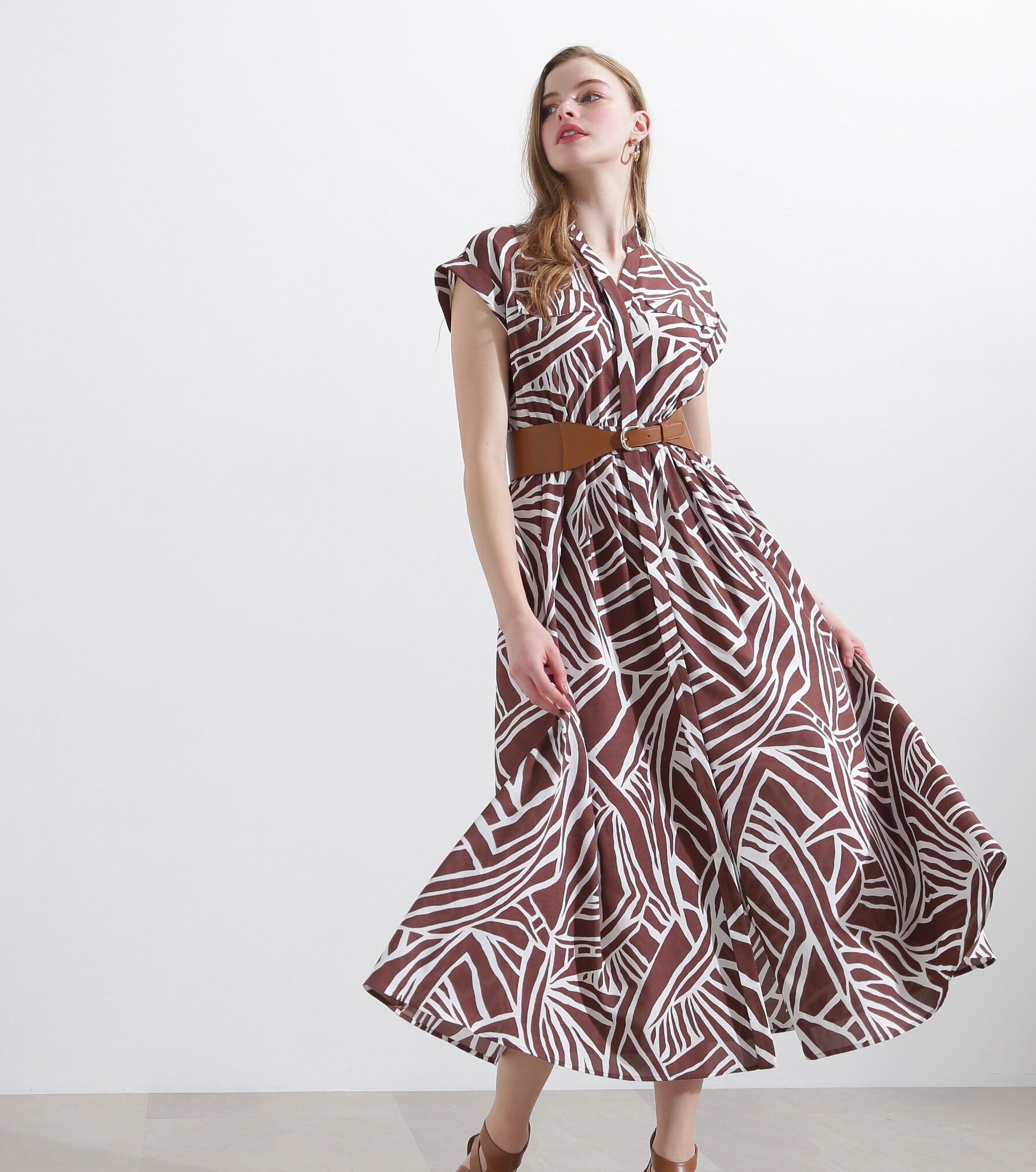  「◆アニマルプリントワンピース」|ワンピース|ブラウン