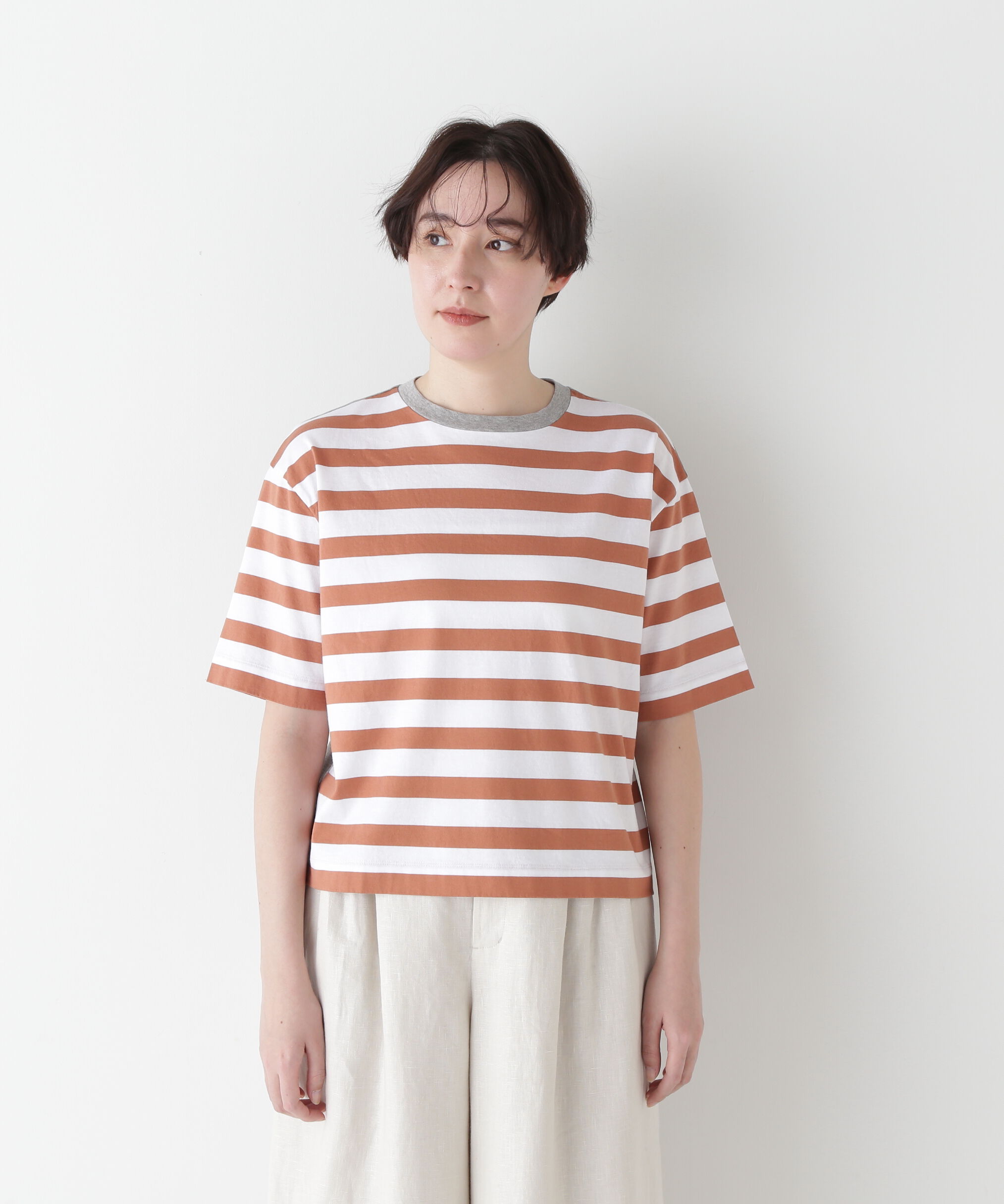  「◆シルケット天竺ボーダーカットソー」|Tシャツ・カットソー|