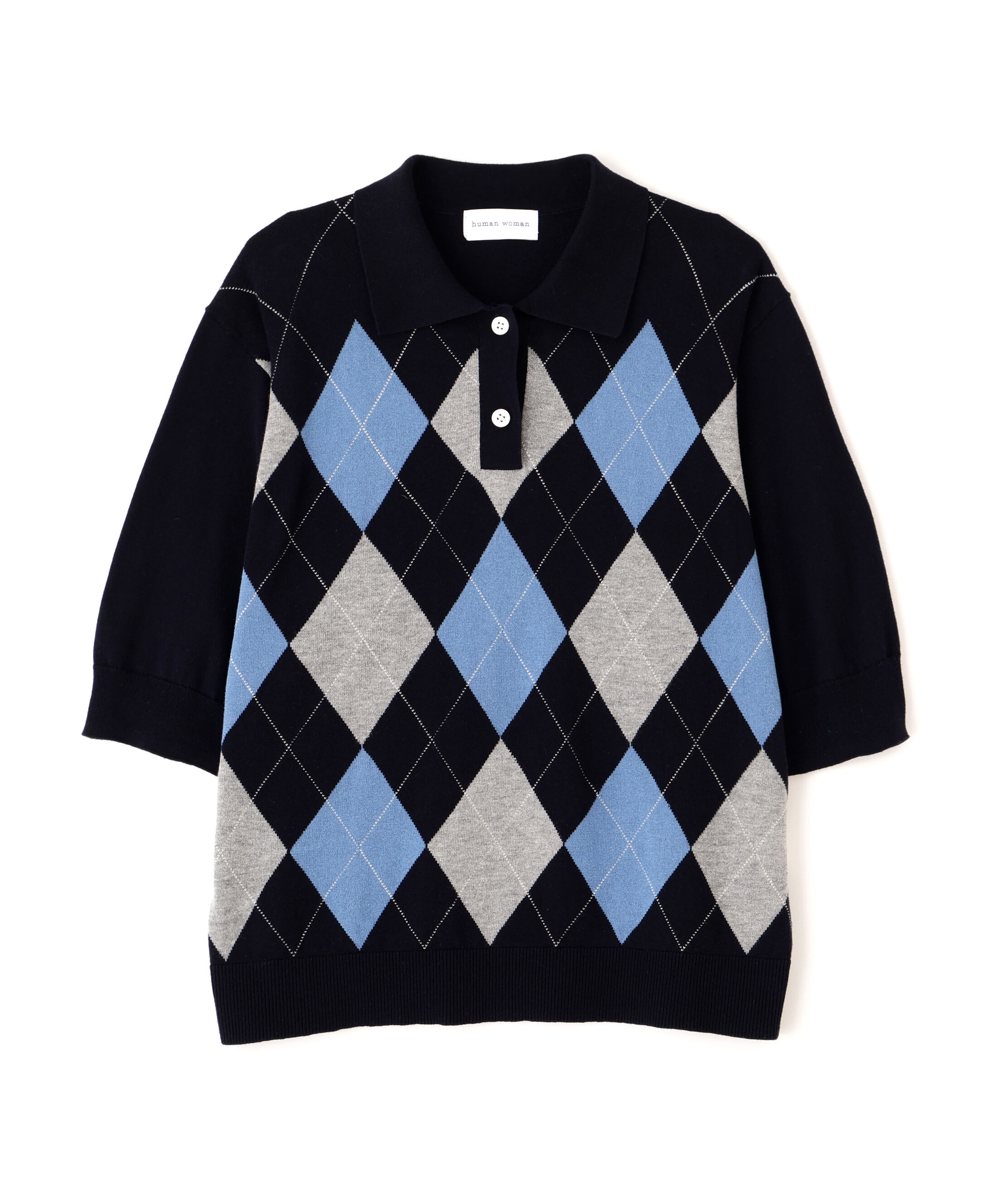  「◆《ウォッシャブル》アーガイル柄ポロニット」|ニット・セーター|