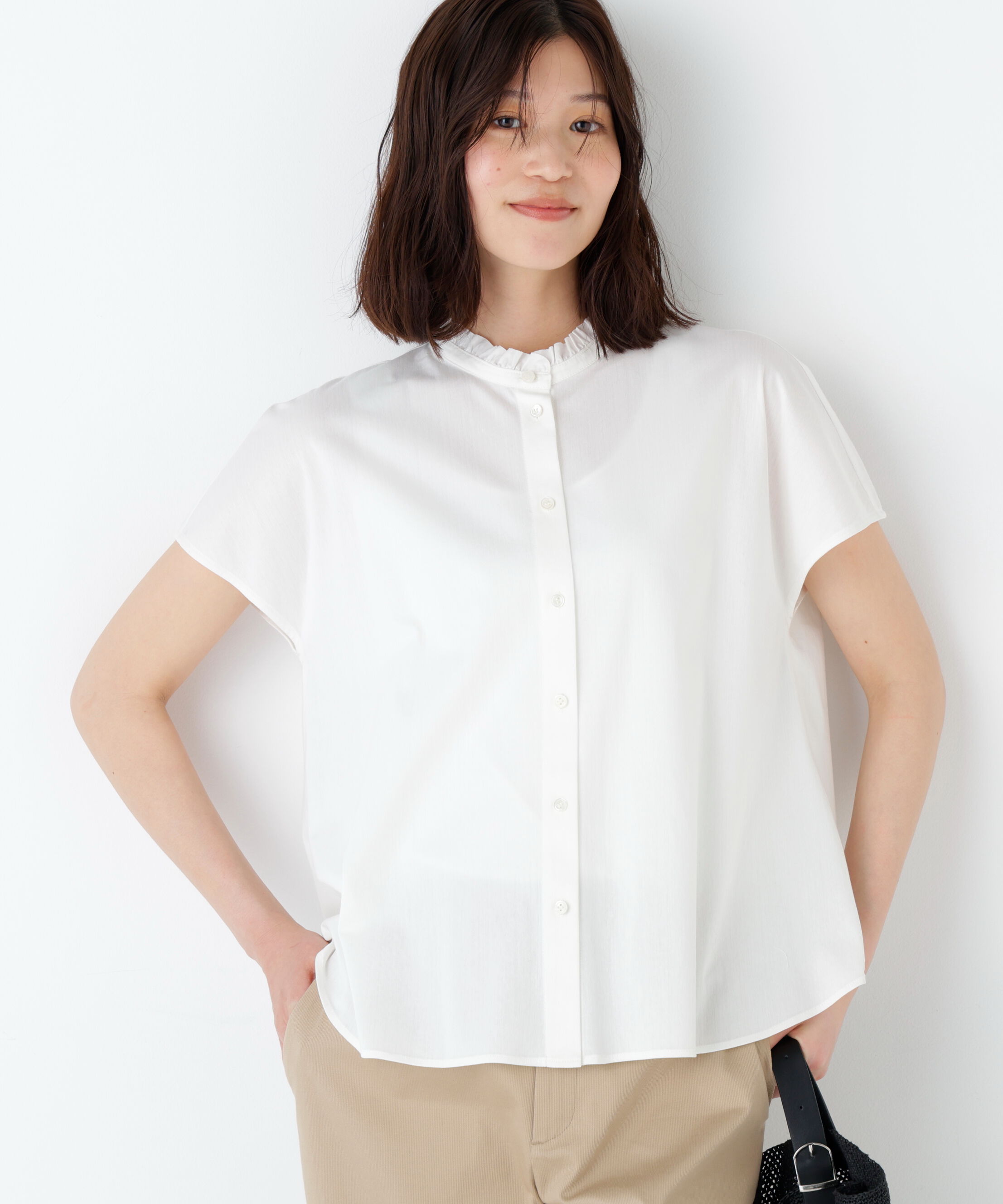  「ライトカットソースタンドフリル」|Tシャツ・カットソー|ホワイト