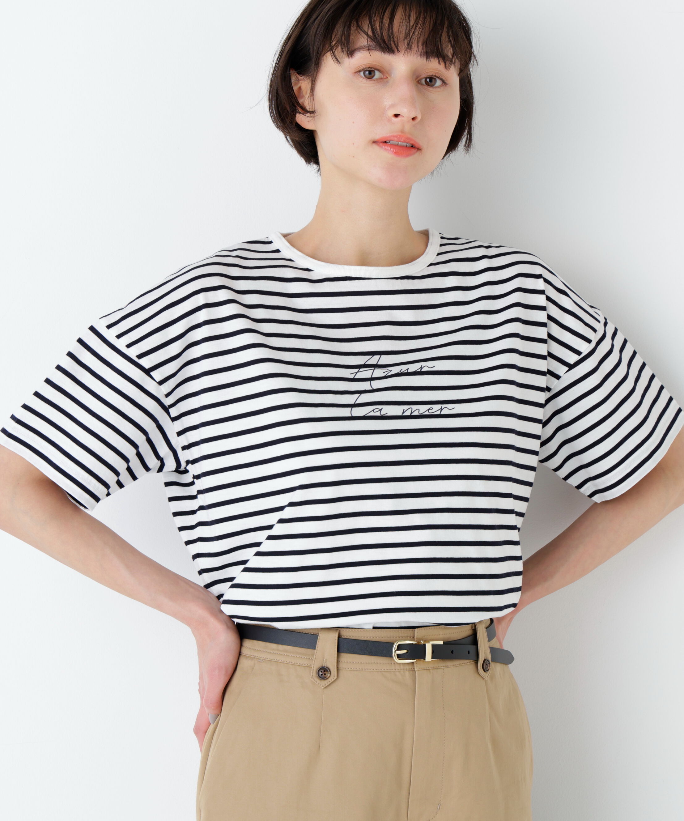  「ａｚｕｒｅｌａ　ｍｅｒ　ボーダーロゴＴシャツ」|Tシャツ・カットソー|