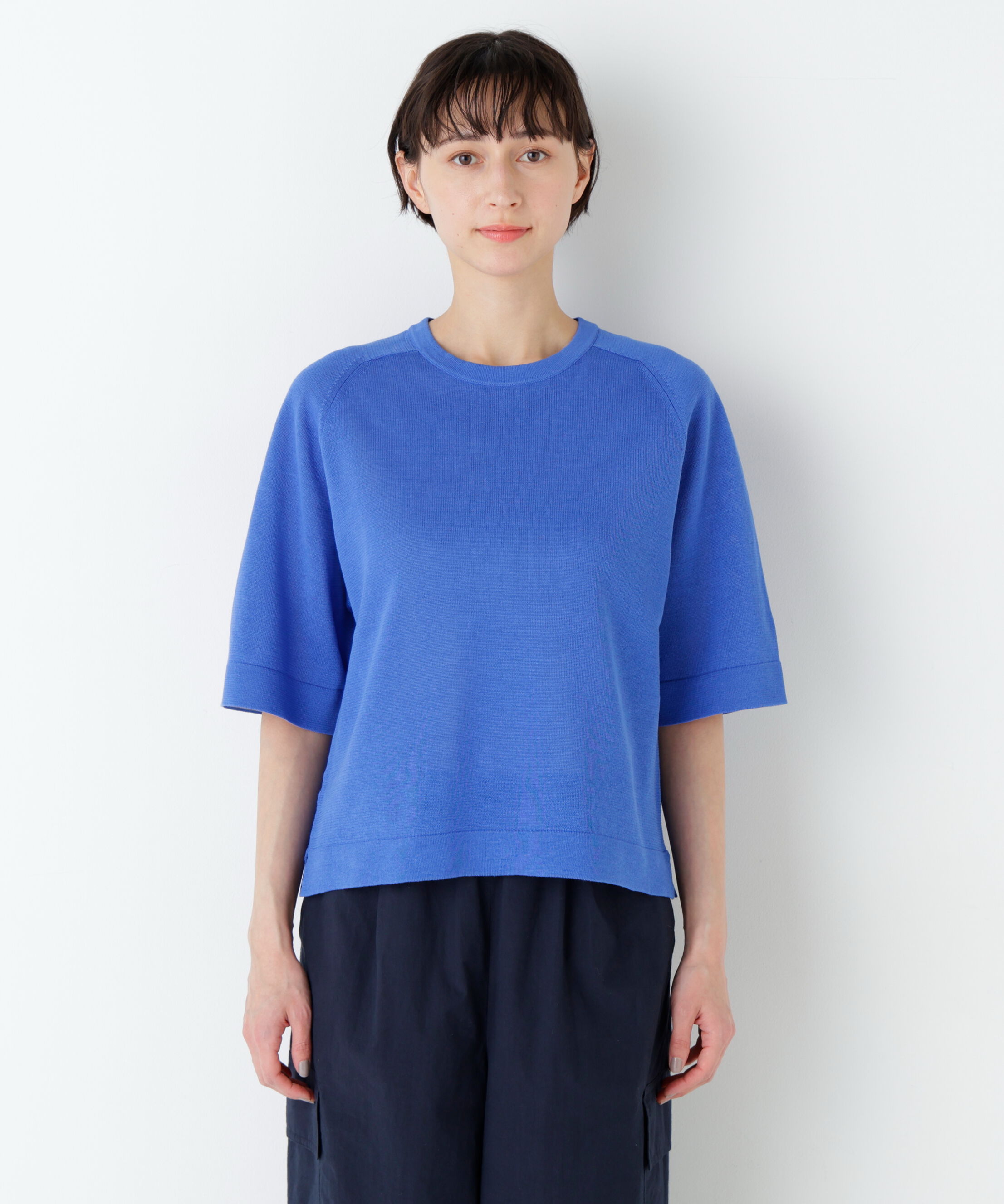  「ハイゲージギマ　クルーネックラグランプルオーバー」|ニット・セーター|