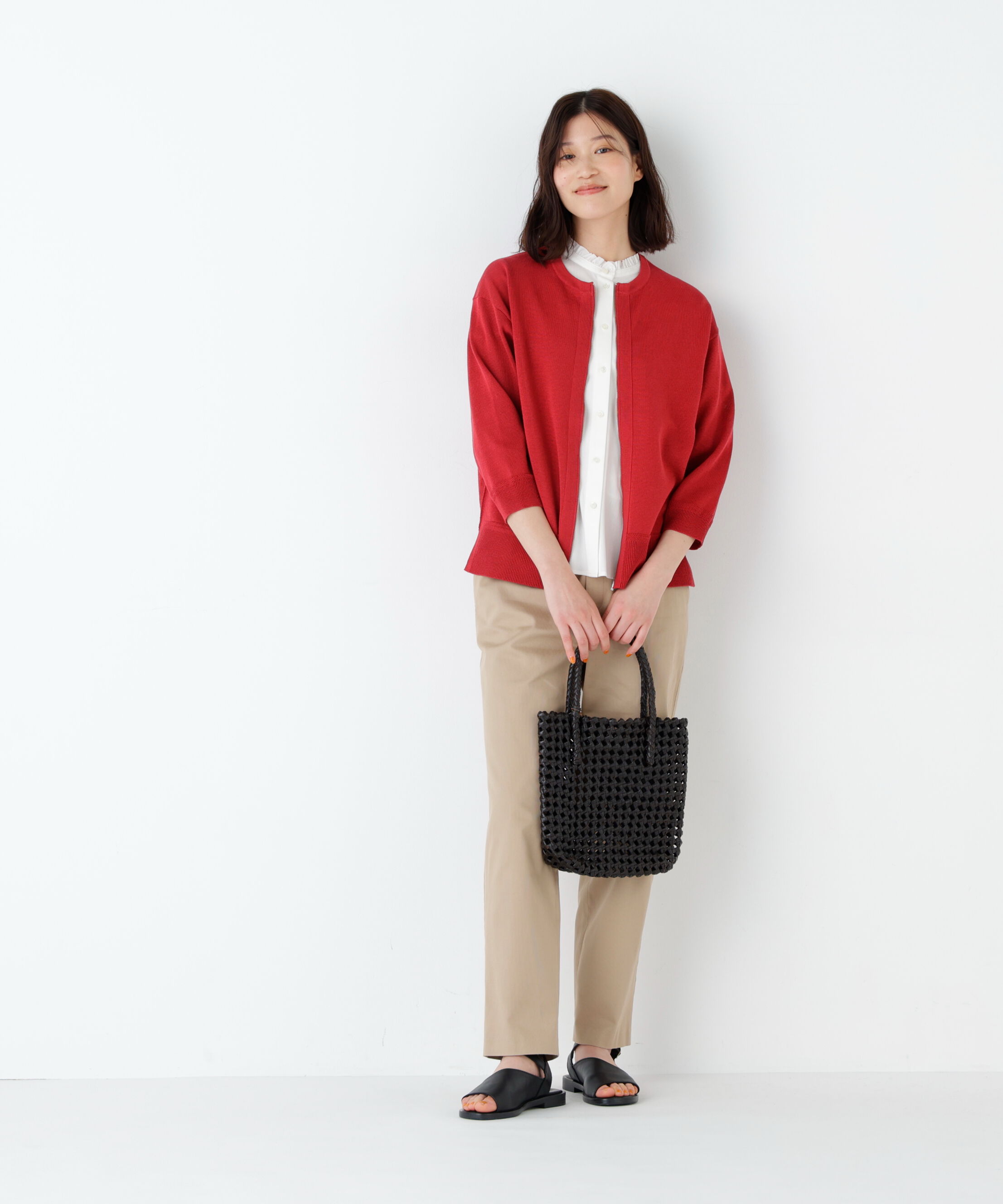  「ハイゲージギマ　ジップアップクルーカーディガン」|ニット・セーター|