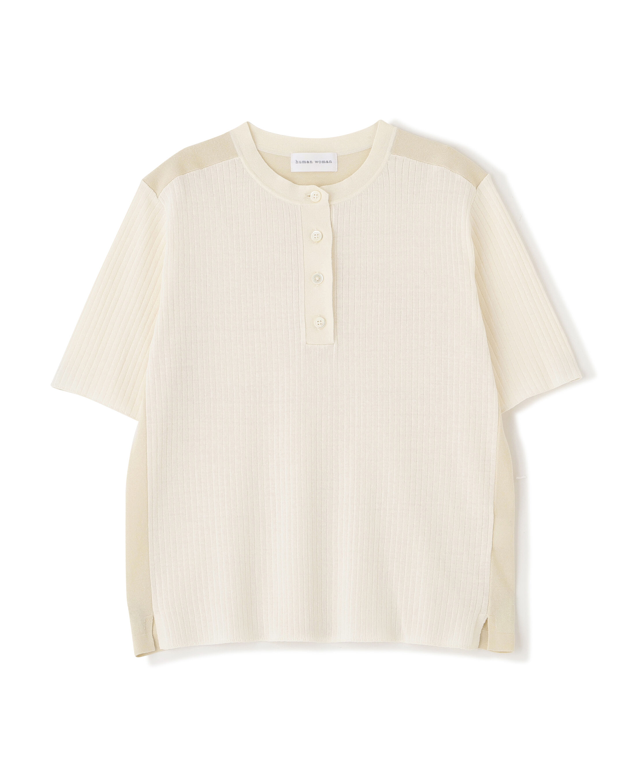  「麻混バイカラーヘンリーネックプルオーバー」|ニット・セーター|