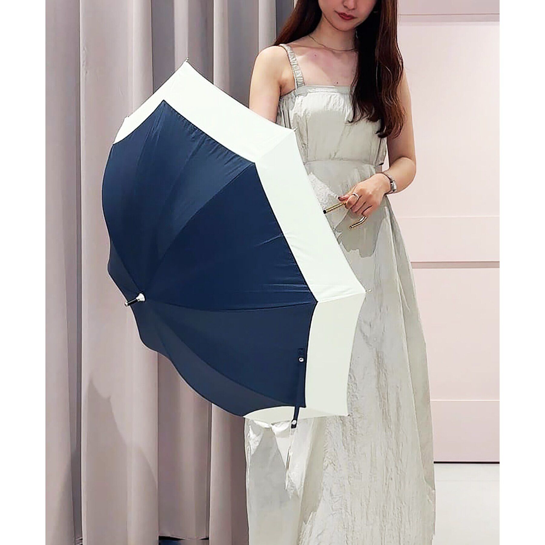 Ober Tashe「【UVカット率99.9％以上/遮光率99.9％以上/レイン/日傘/UVカット】バイカラー長傘」|傘|