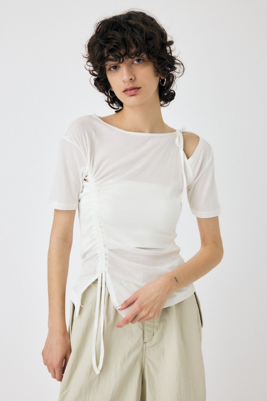 MOUSSY「ONE SHOULDER タイネック TEE」|Tシャツ・カットソー|WHT