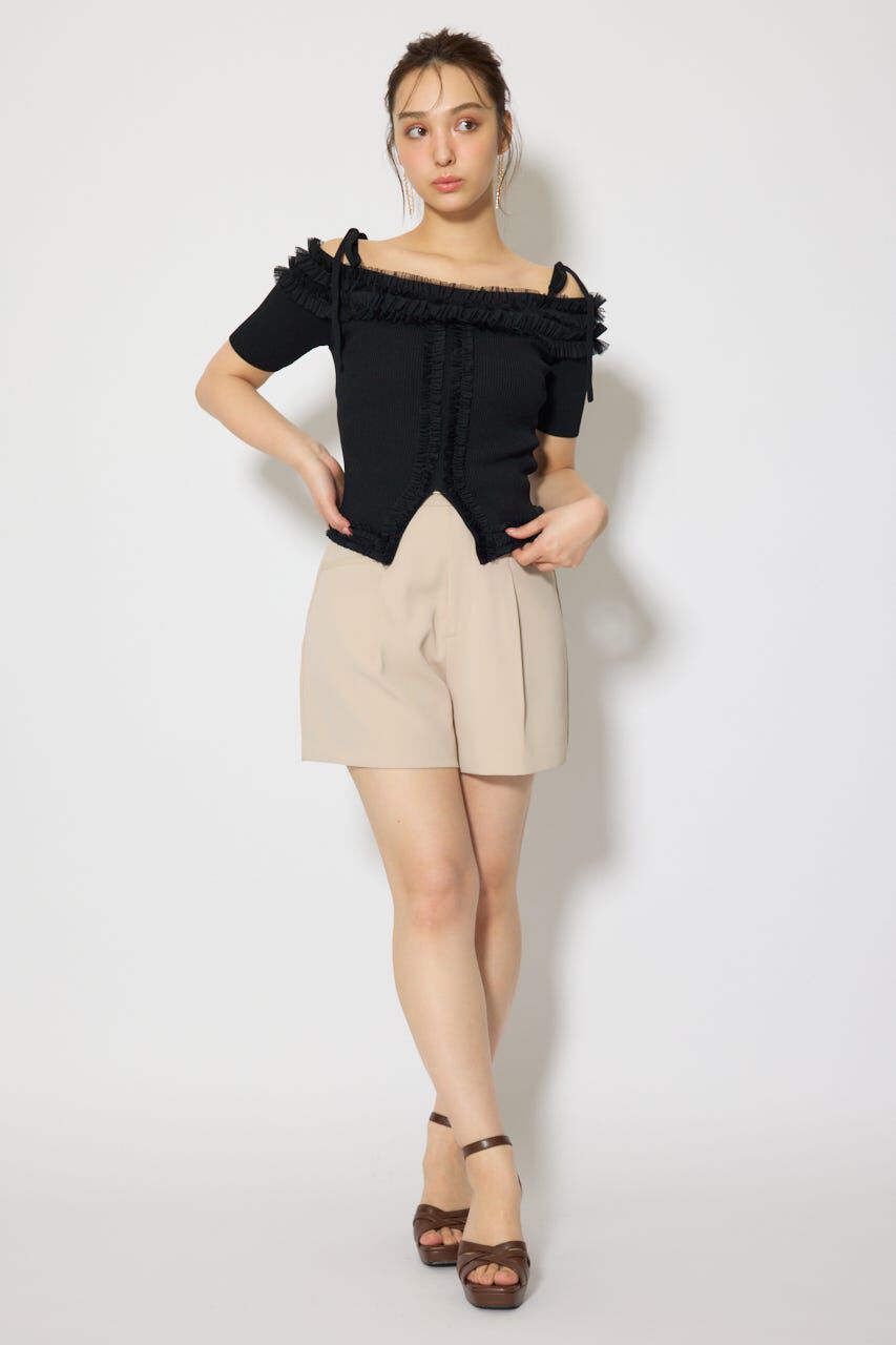 rienda「オフショルフリルニットトップス」|ニット・セーター|