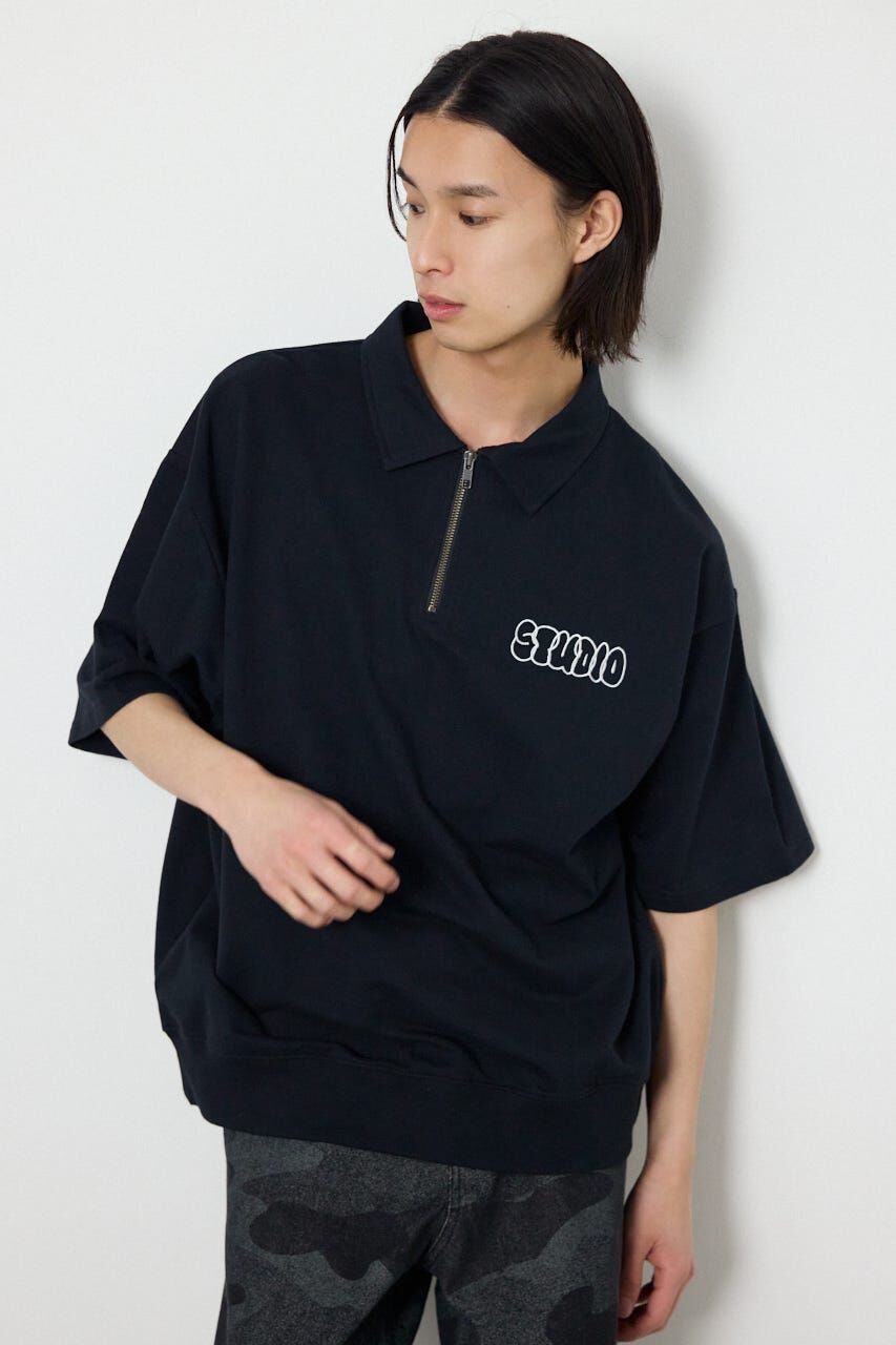 RODEO CROWNS「ライトスウェットZIPポロシャツ」|Tシャツ・カットソー|BLK