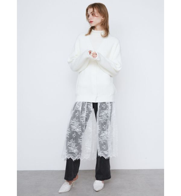 CALNAMUR「LACE&times;KNIT LONG CD/レース&times;ニットロングカーディガン」|カーディガン|