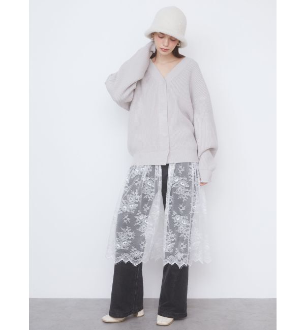CALNAMUR「LACE&times;KNIT LONG CD/レース&times;ニットロングカーディガン」|カーディガン|