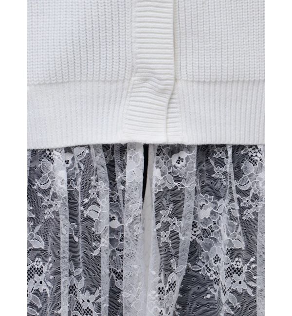 CALNAMUR「LACE&times;KNIT LONG CD/レース&times;ニットロングカーディガン」|カーディガン|