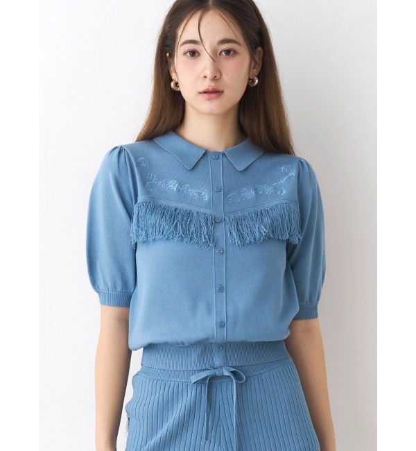 CALNAMUR「ウエスタンディティールニットトップス」|ニット・セーター|ブルー