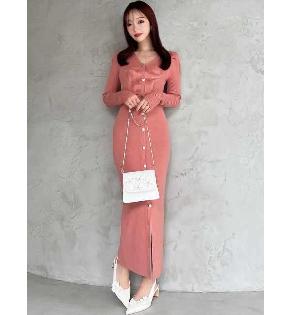 RESEXXY「ゴールドボタンタイトニットワンピース」|ワンピース|