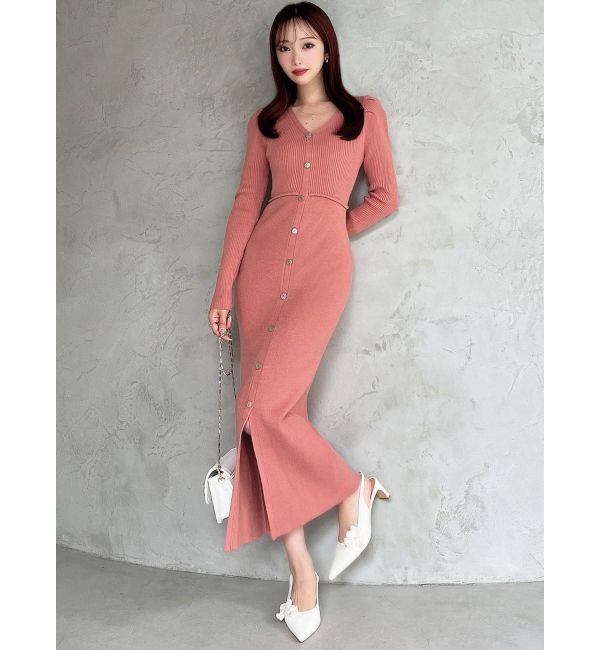 RESEXXY「ゴールドボタンタイトニットワンピース」|ワンピース|