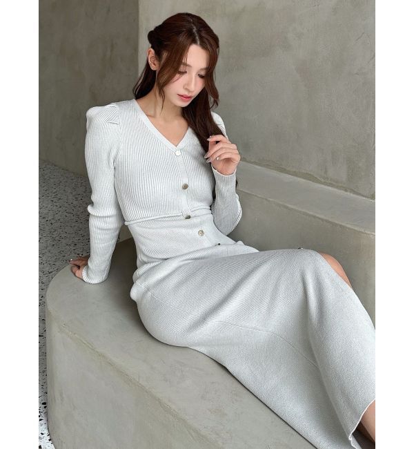 RESEXXY「ゴールドボタンタイトニットワンピース」|ワンピース|